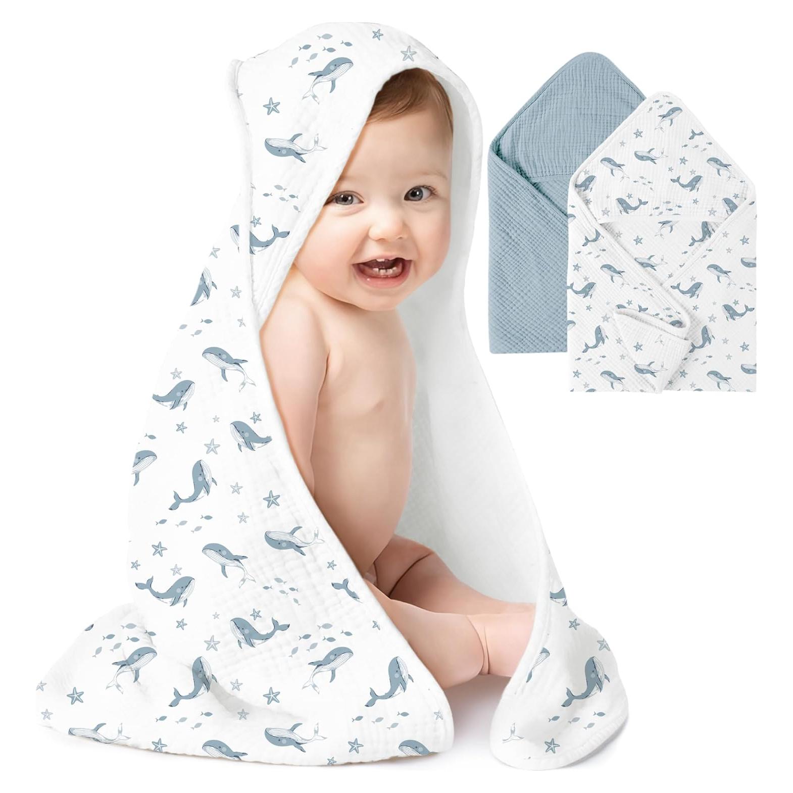 Toallas de Muselina con Capucha Konssy - 2 Unidades 76x76cm