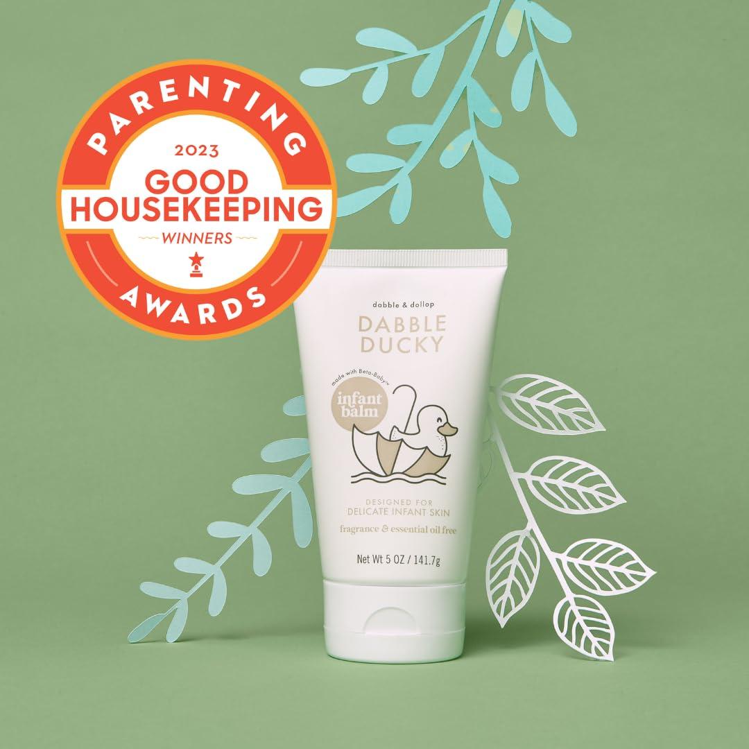 Dabble & Dollop Infant Balm - Natural Lotion for Babies, Fragrance & Essential Oil Free, 100% USA-made, Dye-Free, Tear-Free, Vegan (Set of 2)