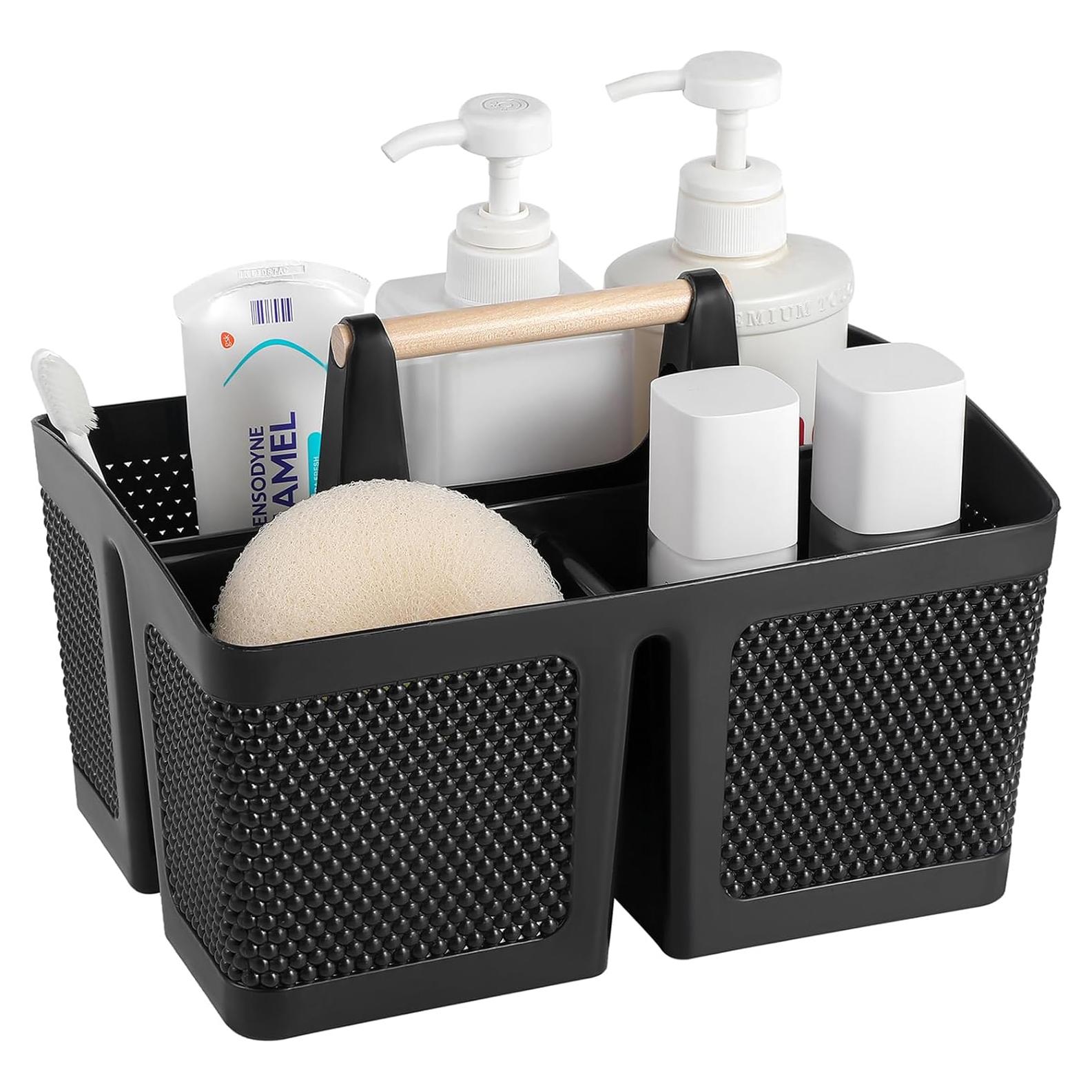 Cesta de Ducha Portátil rejomiik de Plástico Negro 27.4x19.6cm
