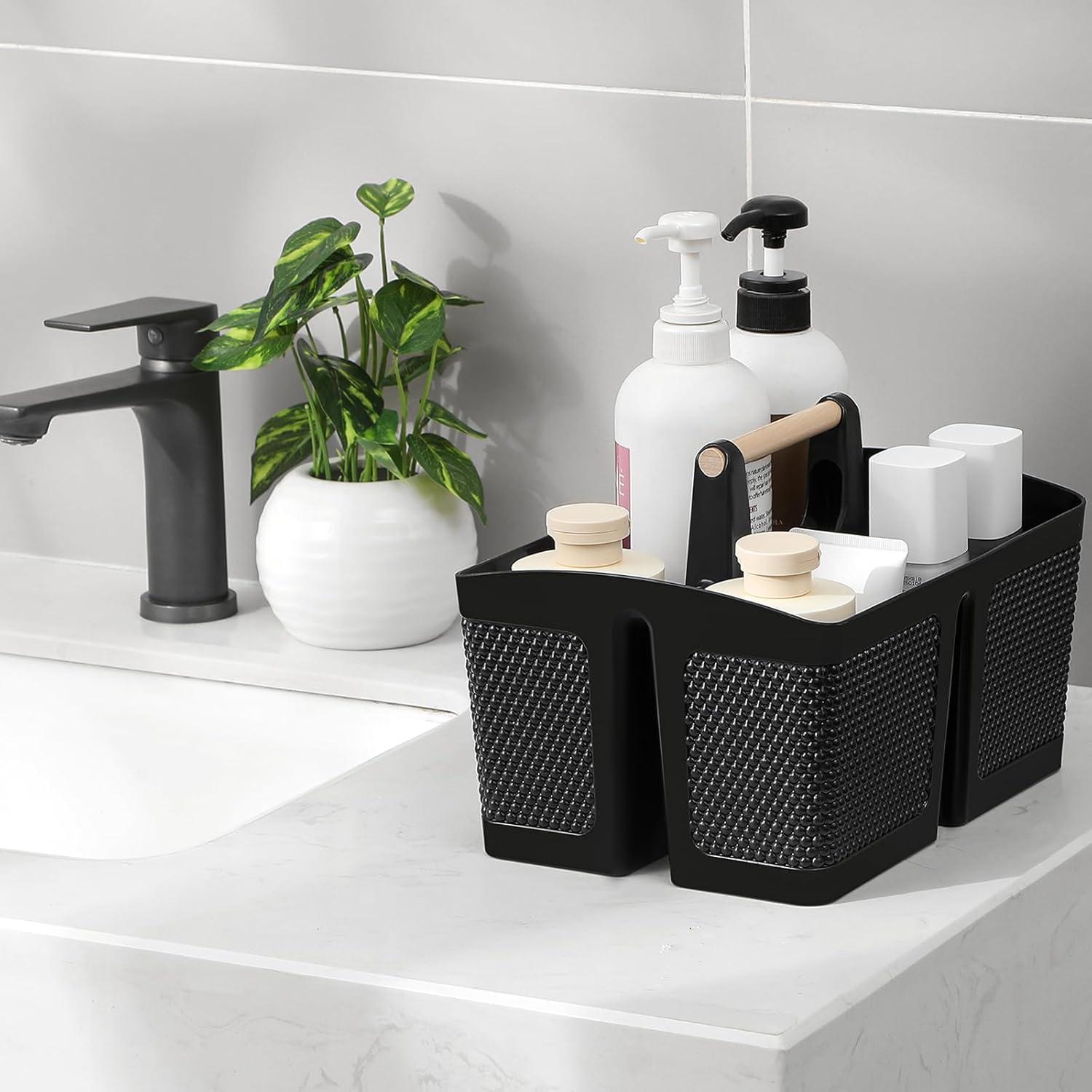 Cesta de Ducha Portátil rejomiik de Plástico Negro 27.4x19.6cm