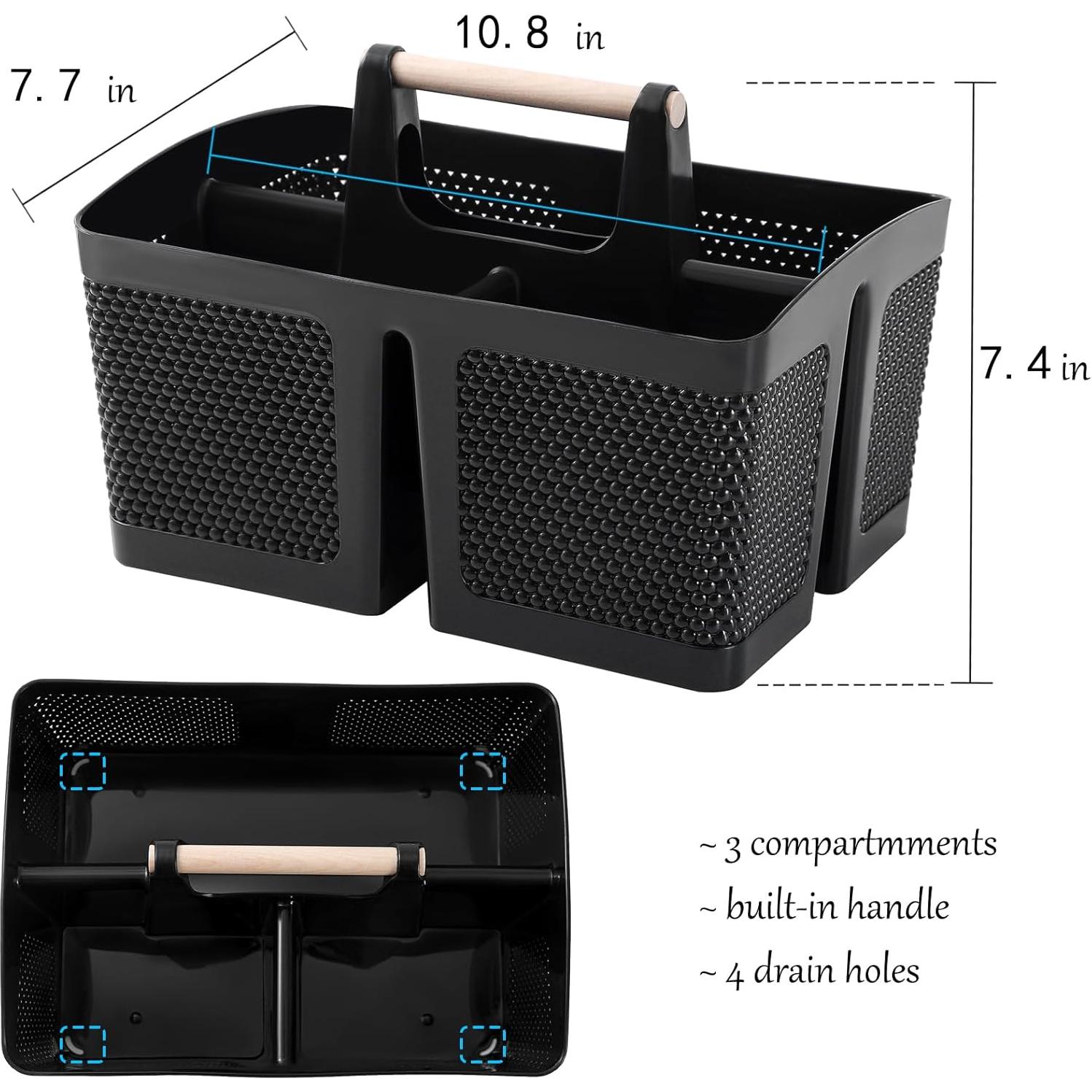 Cesta de Ducha Portátil rejomiik de Plástico Negro 27.4x19.6cm