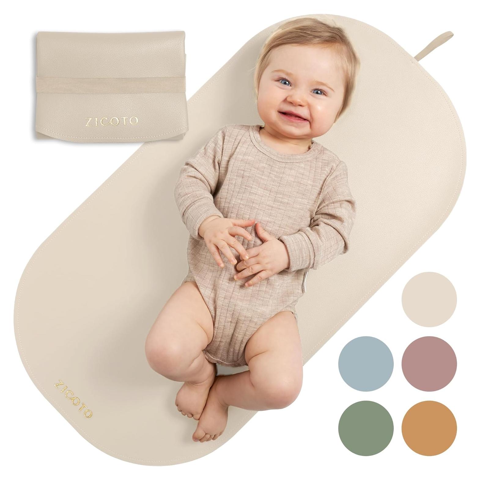 Almohadilla Portátil para Cambiar Bebés ZICOTOs Beige - Impermeable y Lavable