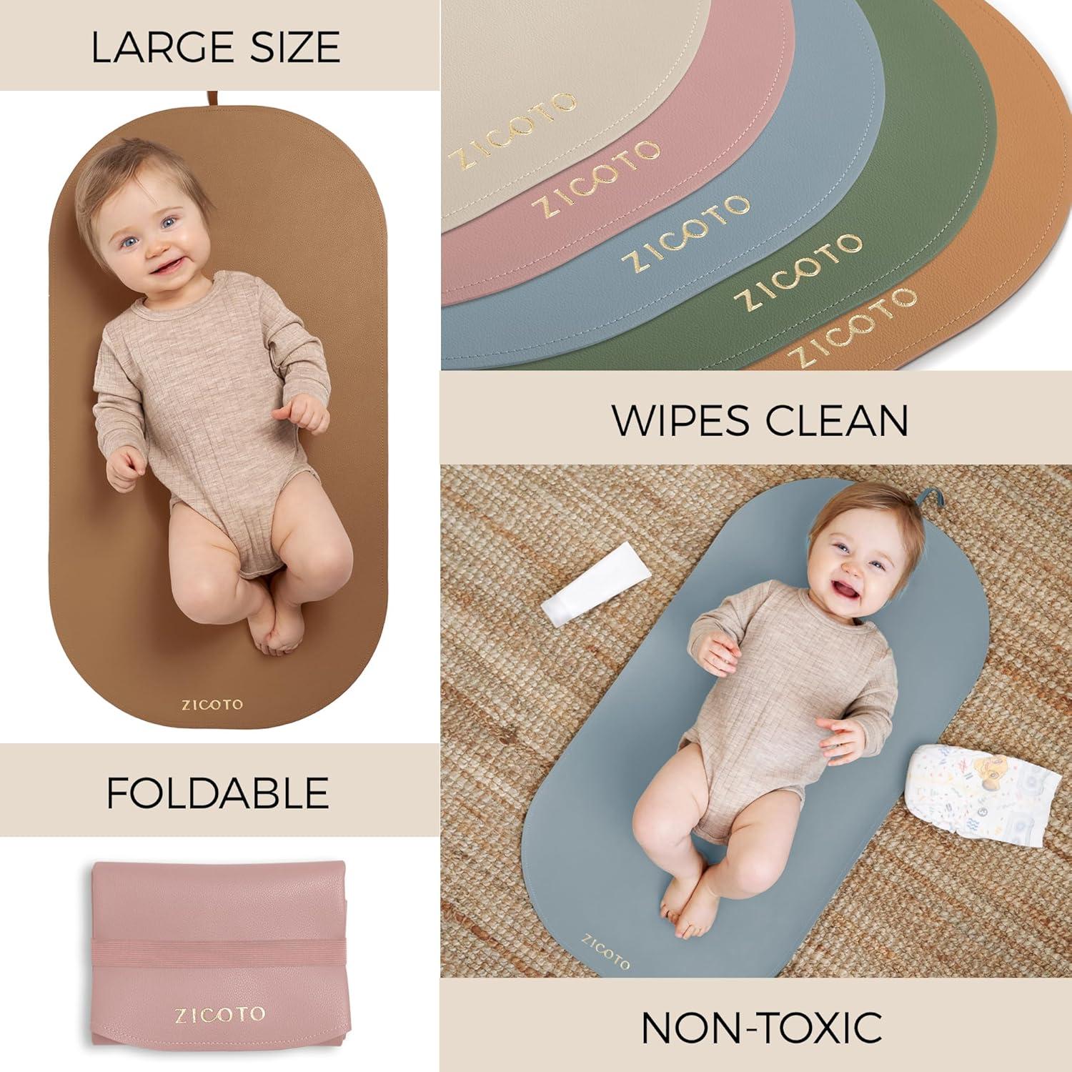 Almohadilla Portátil para Cambiar Bebés ZICOTOs Beige - Impermeable y Lavable