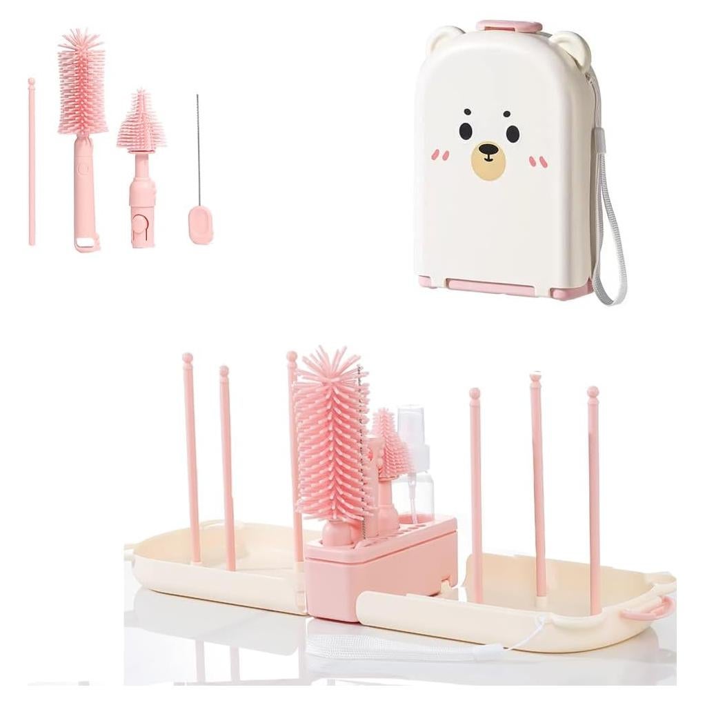 Kit de Cepillos para Biberones 6 en 1 Onluckdeer Rosa
