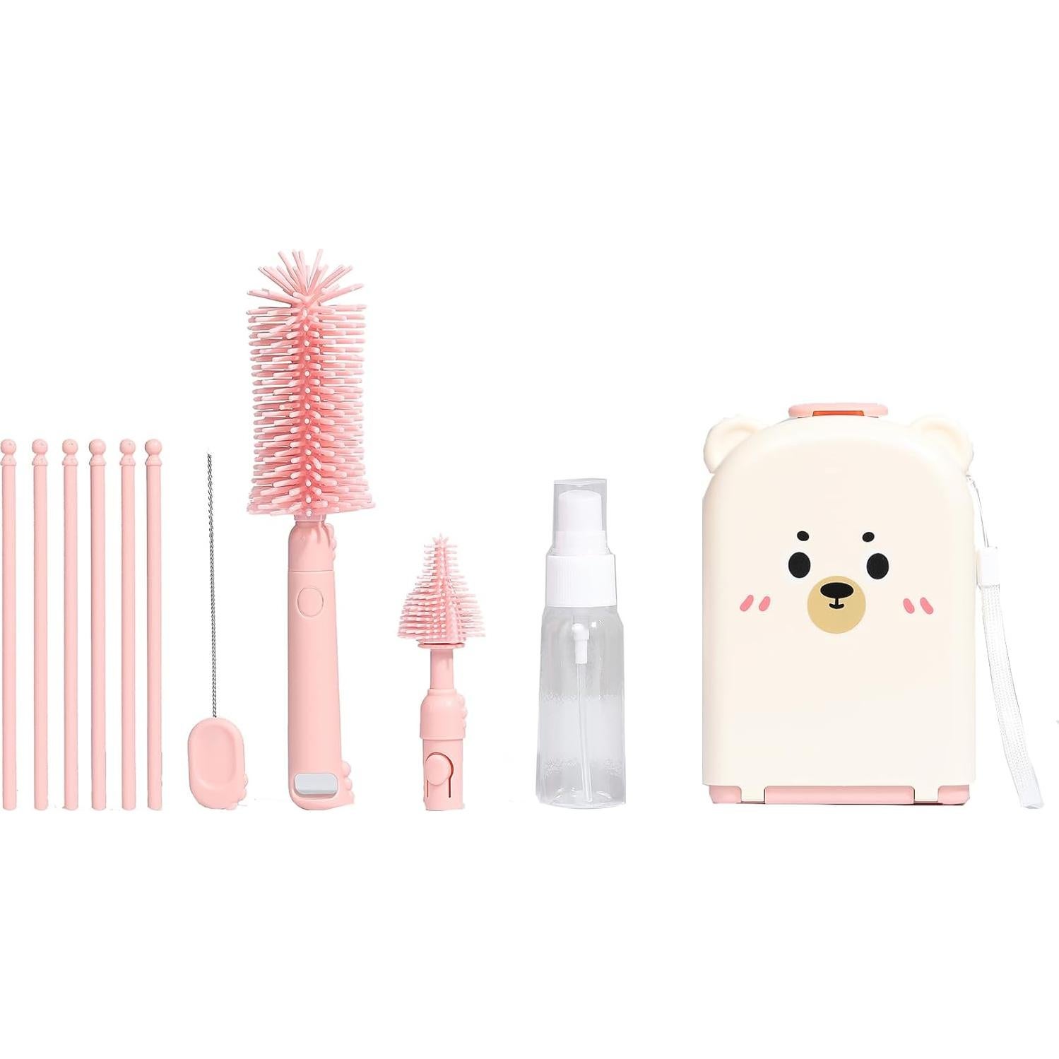 Kit de Cepillos para Biberones 6 en 1 Onluckdeer Rosa