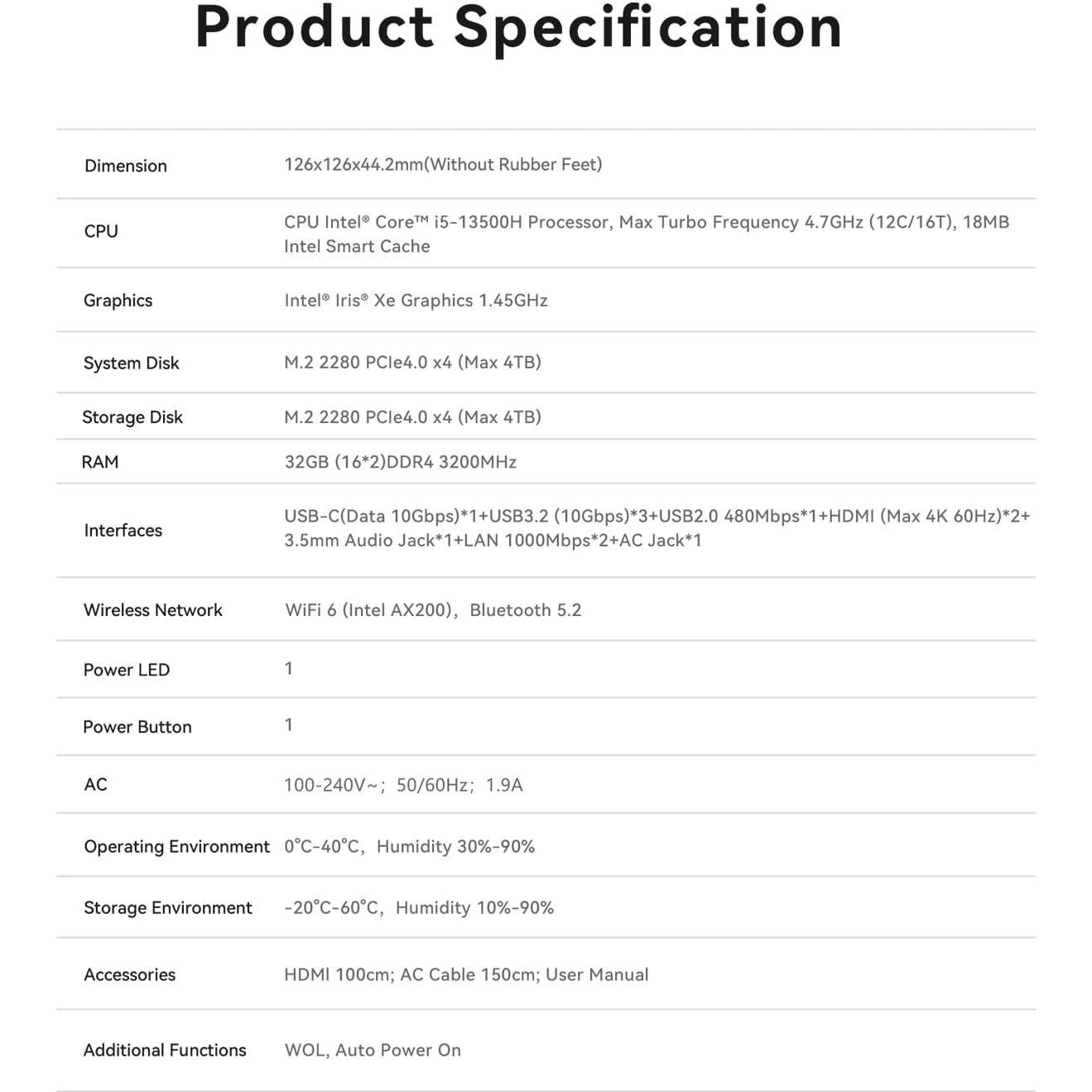 Mini PC Beelink EQi13 Pro i5-13500H 32GB 500GB SSD 4K