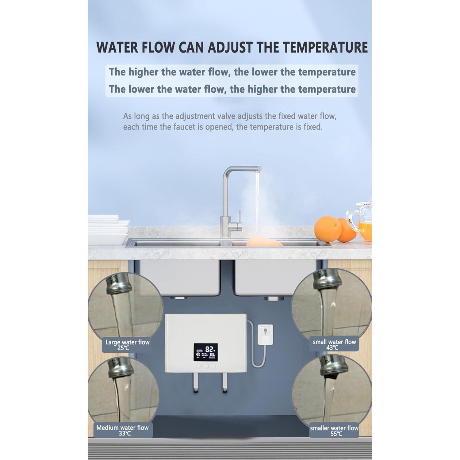 Calentador de Agua Eléctrico Sin Tanque Daordaer 3000W Blanco