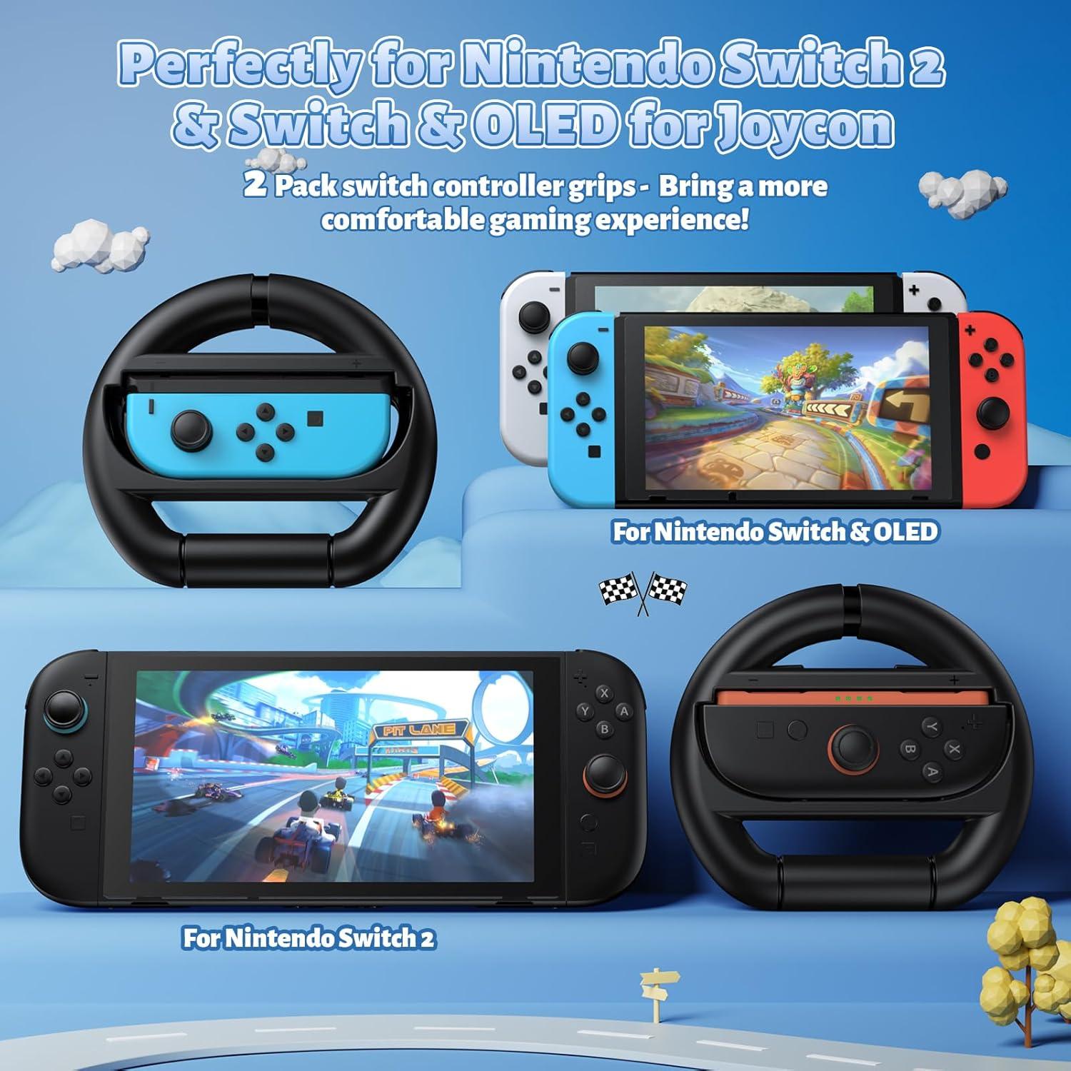 Volantes para Nintendo Switch 2 FASTSNAIL - Joy-Con 2 Pack Negro