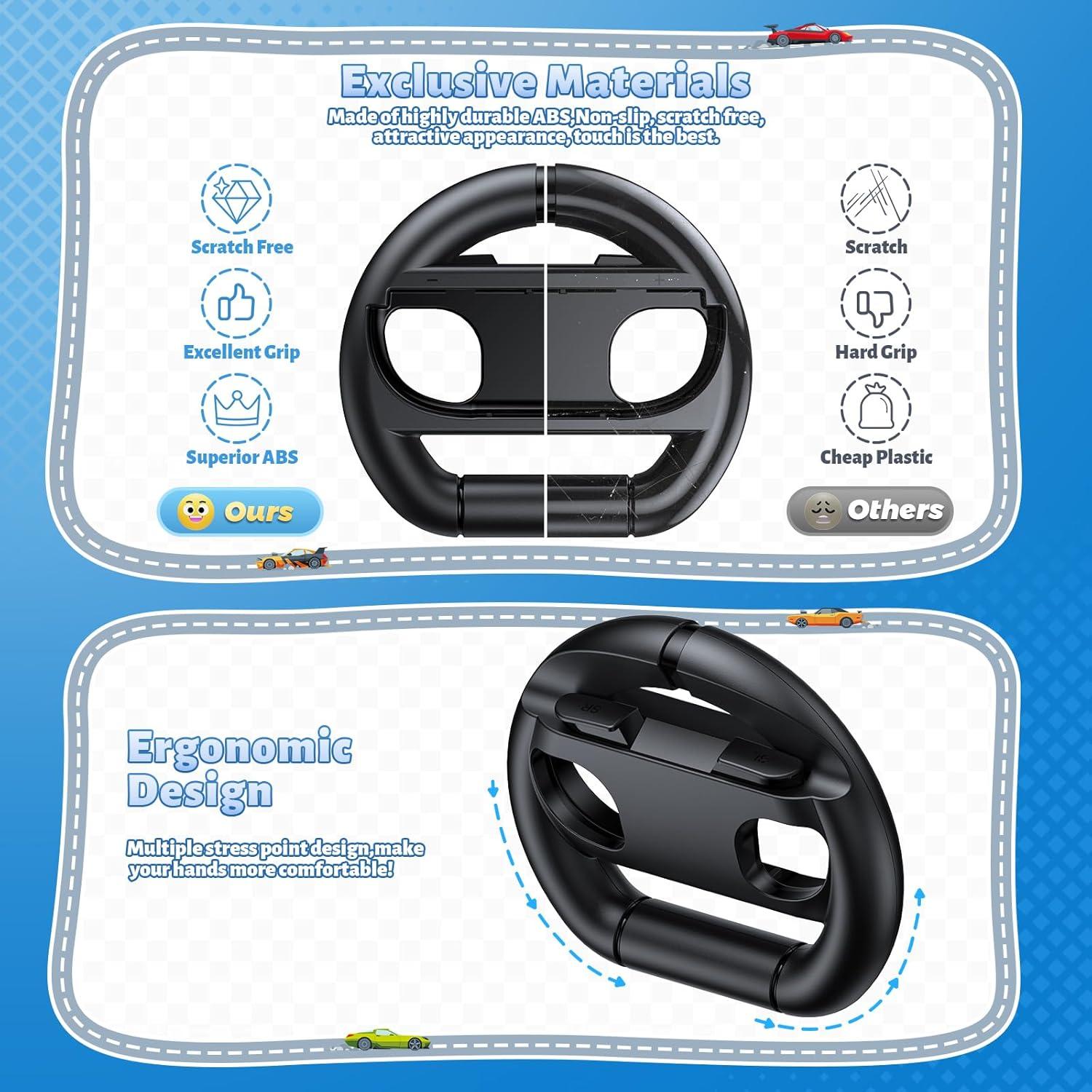 Volantes para Nintendo Switch 2 FASTSNAIL - Joy-Con 2 Pack Negro