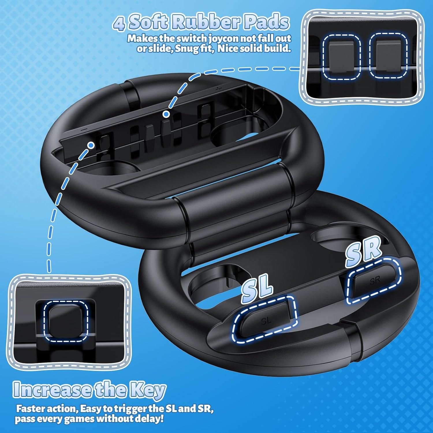 Volantes para Nintendo Switch 2 FASTSNAIL - Joy-Con 2 Pack Negro