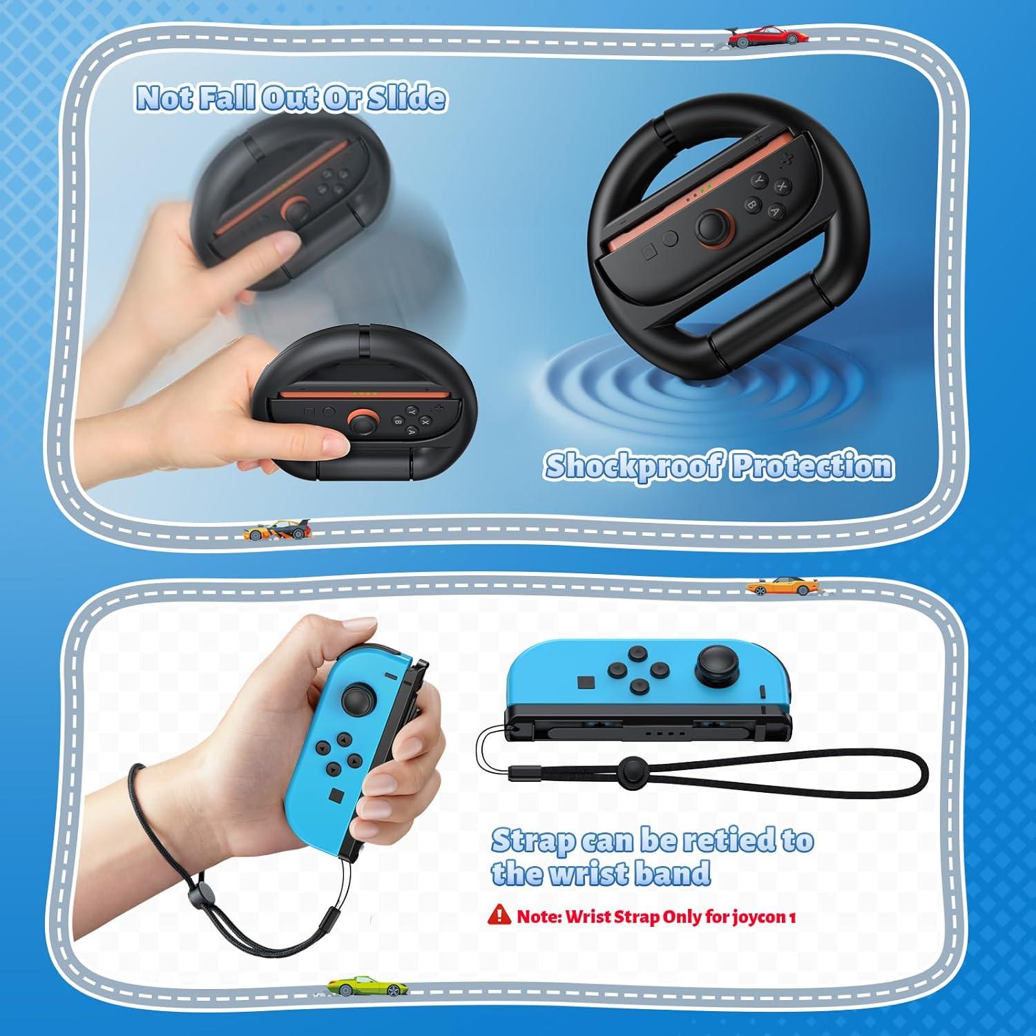 Volantes para Nintendo Switch 2 FASTSNAIL - Joy-Con 2 Pack Negro