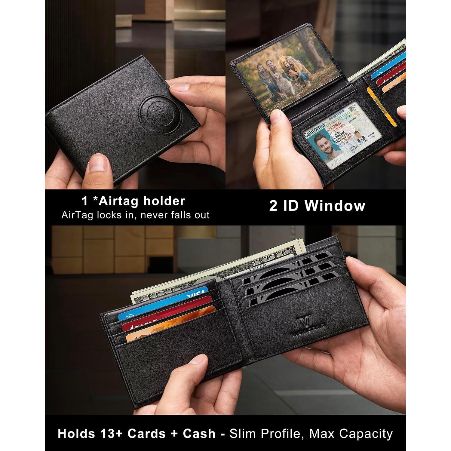 Billetera de Hombre VISWORLD de Cuero con Soporte para AirTag