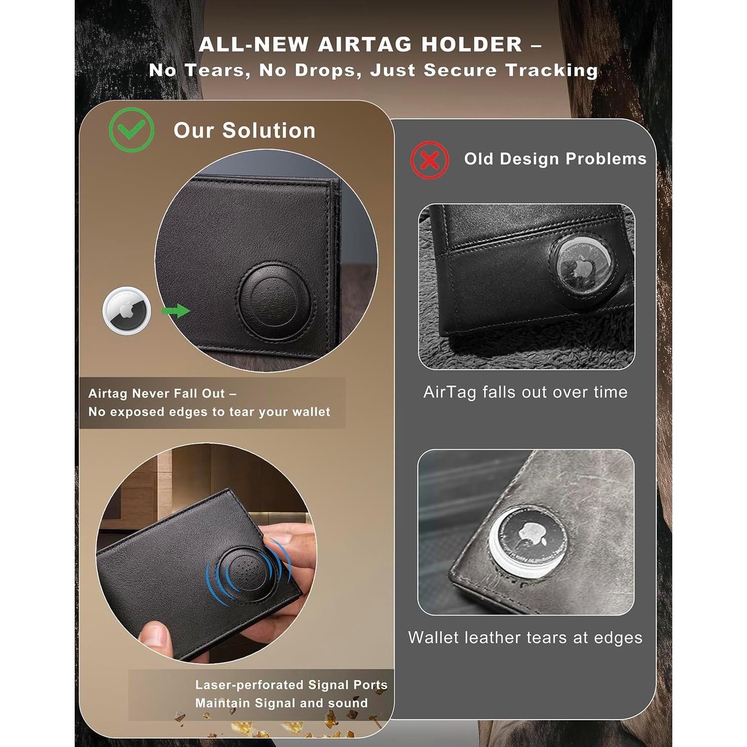 Billetera de Hombre VISWORLD de Cuero con Soporte para AirTag