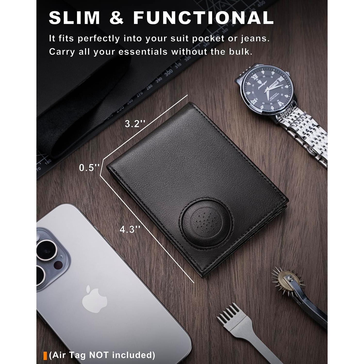 Billetera de Hombre VISWORLD de Cuero con Soporte para AirTag