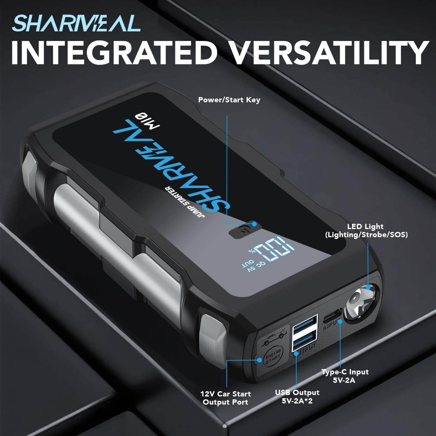 Arrancador de Batería Sharmeal M10-HH-5000A 12V 5000A USB