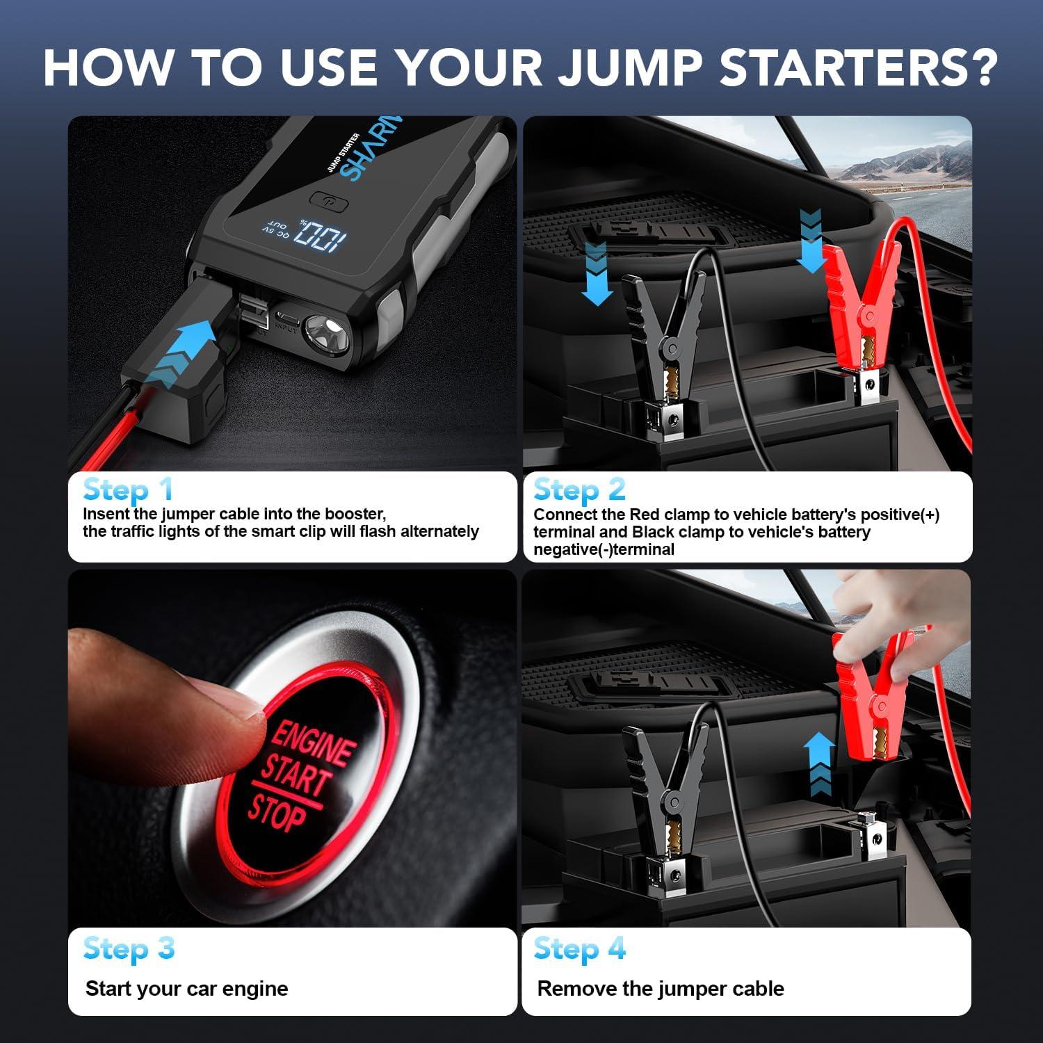 Arrancador de Batería Sharmeal M10-HH-5000A 12V 5000A USB