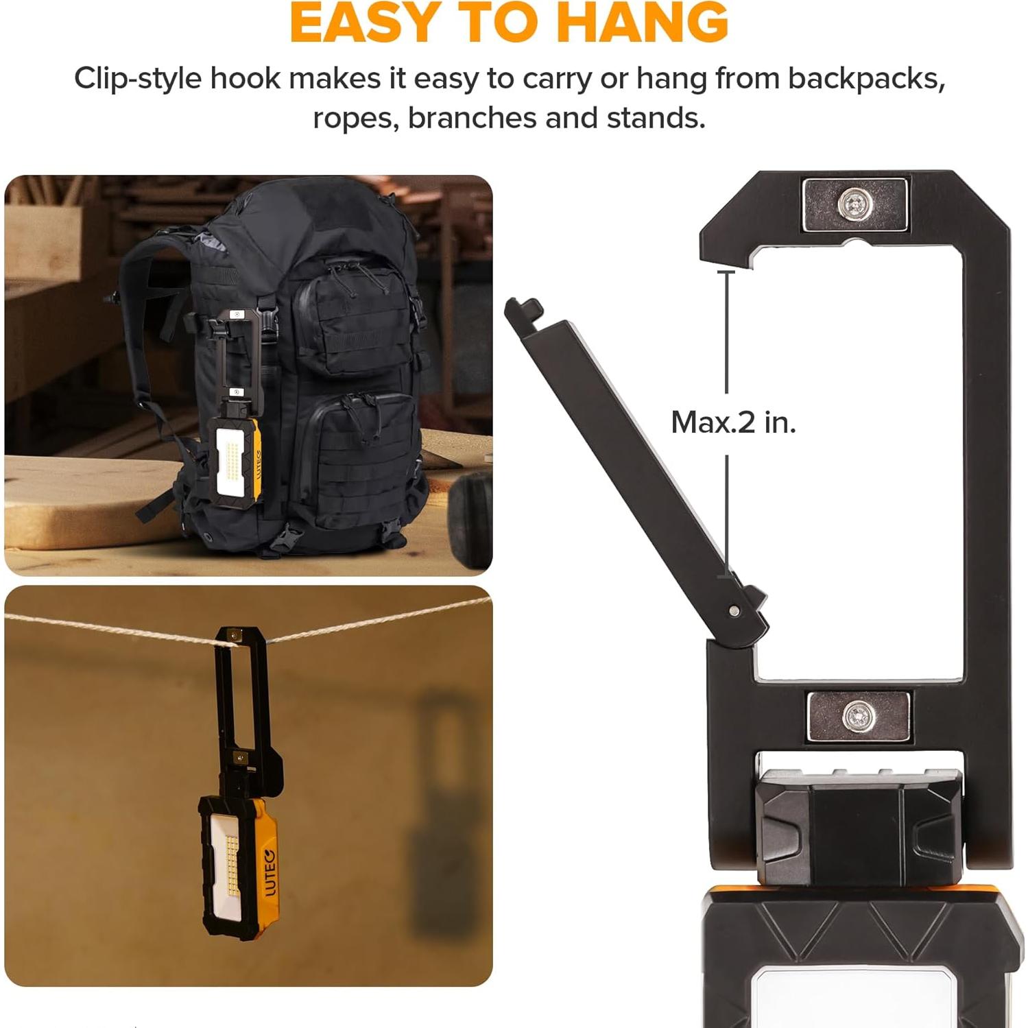 LUTEC Luz de Trabajo Recargable 1000 Lúmenes LED Magnética