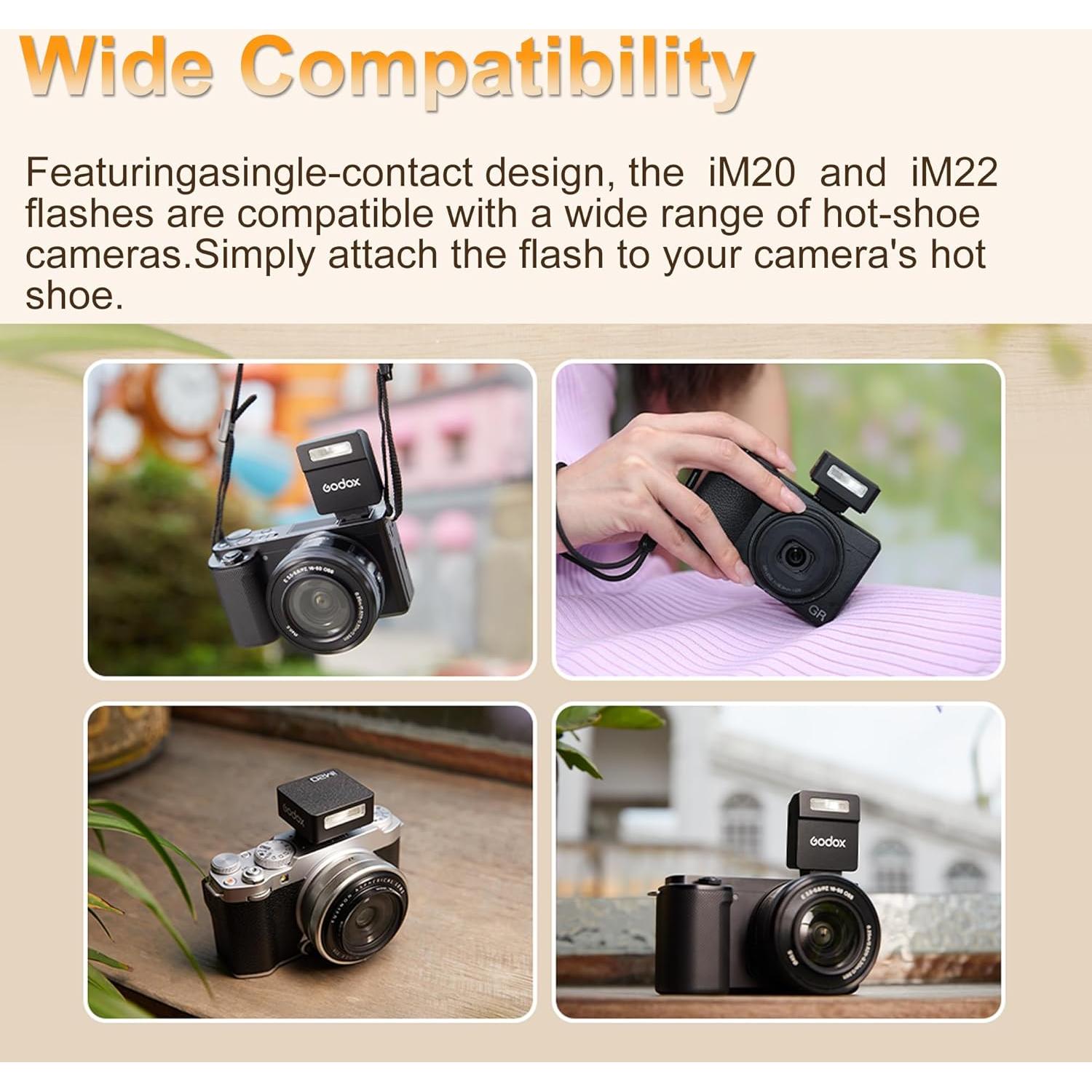 Flash Godox IM20 Mini para Cámara - Batería Recargable, 230 Destellos