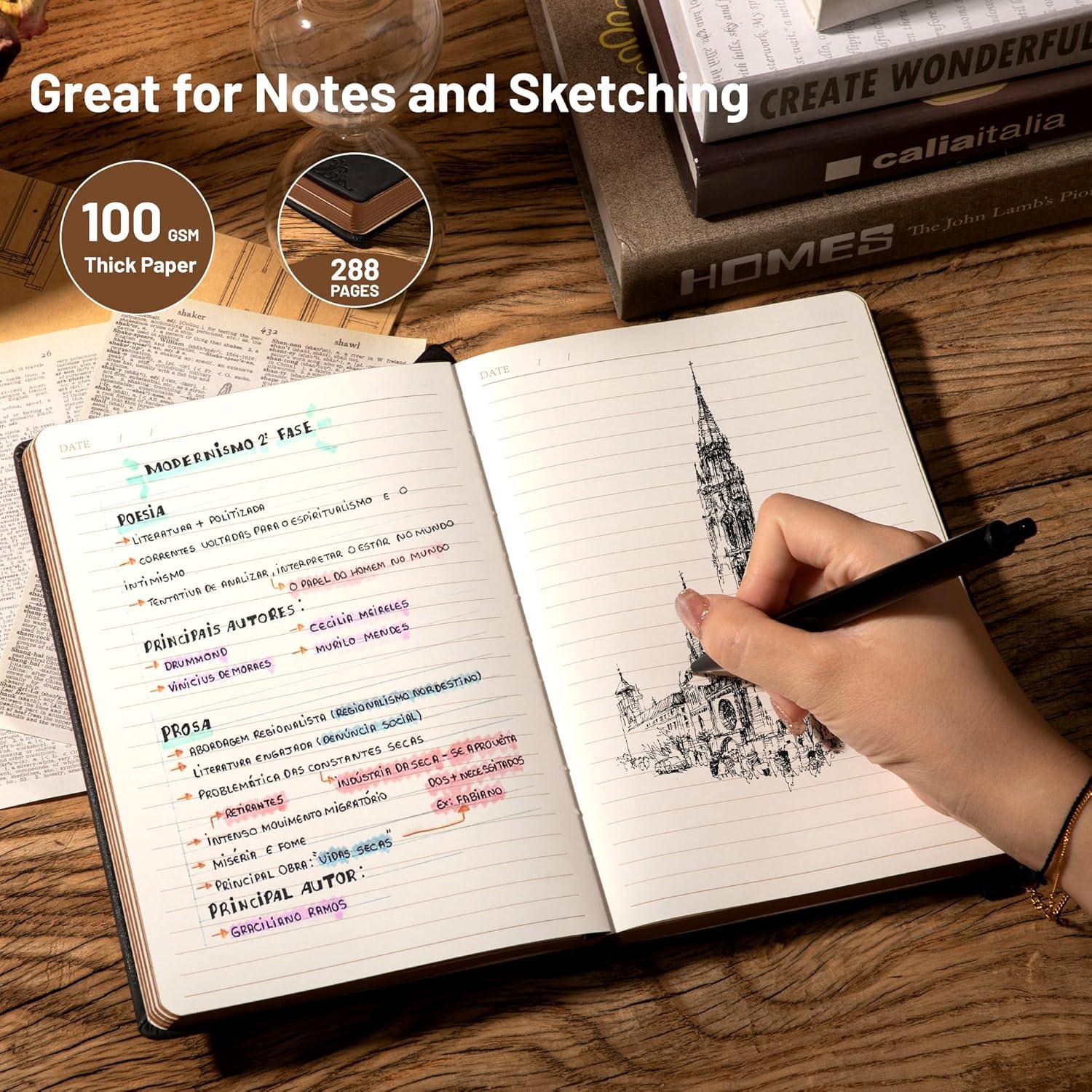 Cuaderno de Piel Vegana CAGIE A5 288 Páginas Rayado