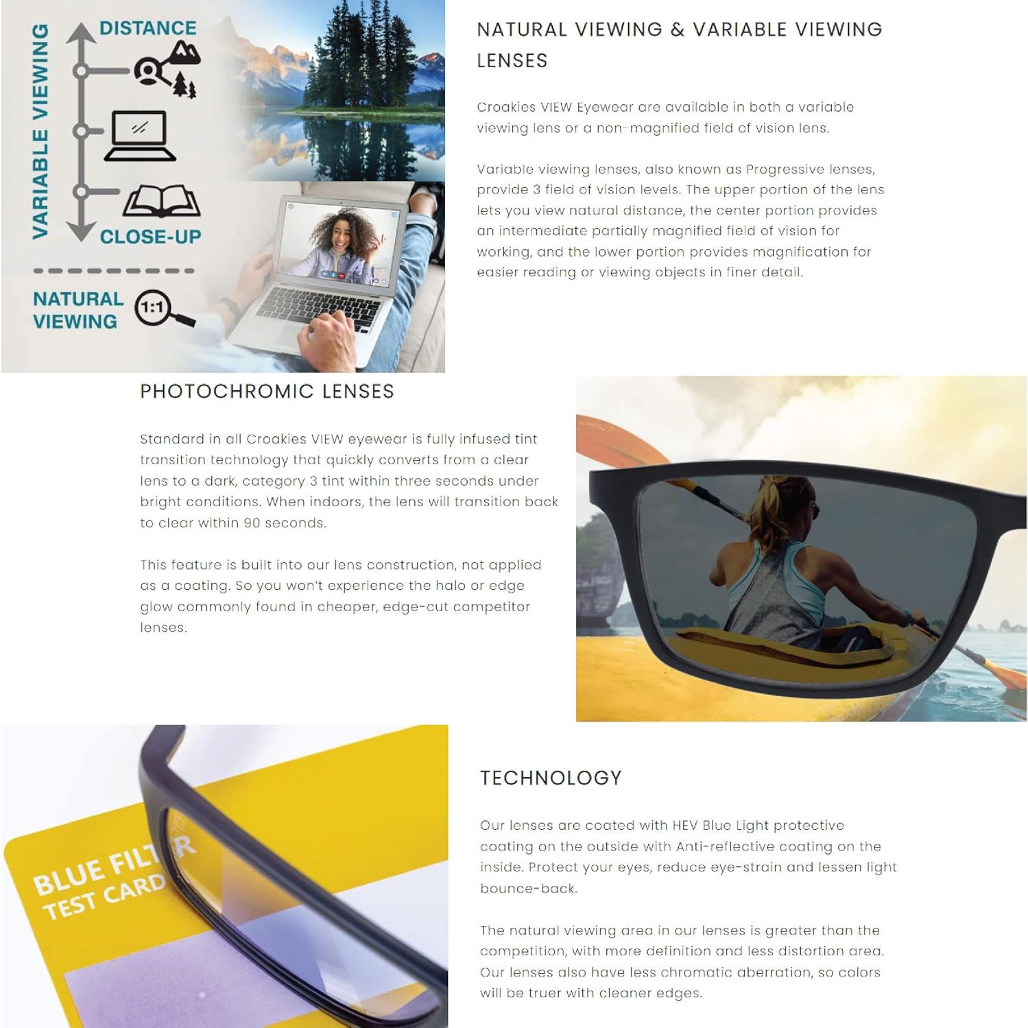 Gafas de Sol Fotoquímicas Croakies UV400 con Protección HEV