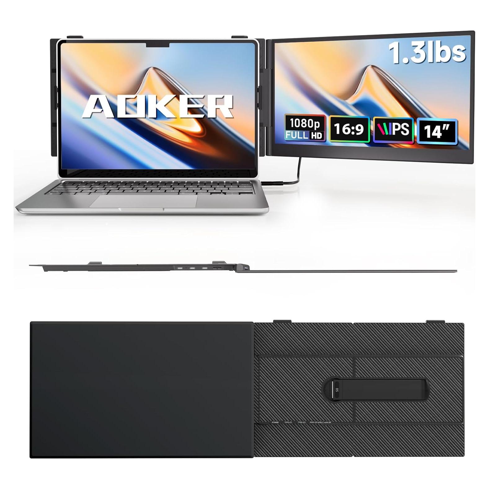 Extensor de Pantalla Triple AOKER F3 14" FHD 1080P para Laptop