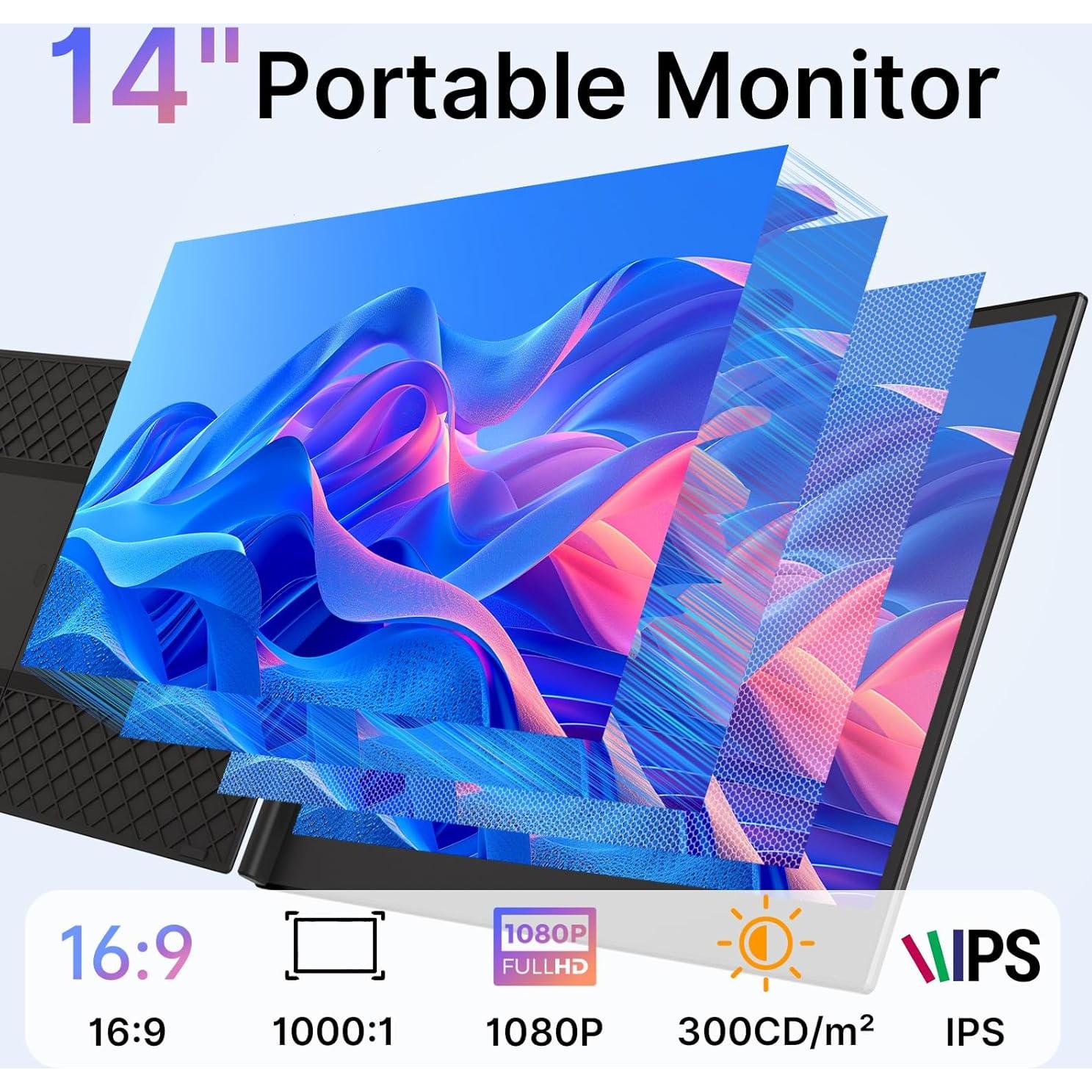 Extensor de Pantalla Triple AOKER F3 14" FHD 1080P para Laptop