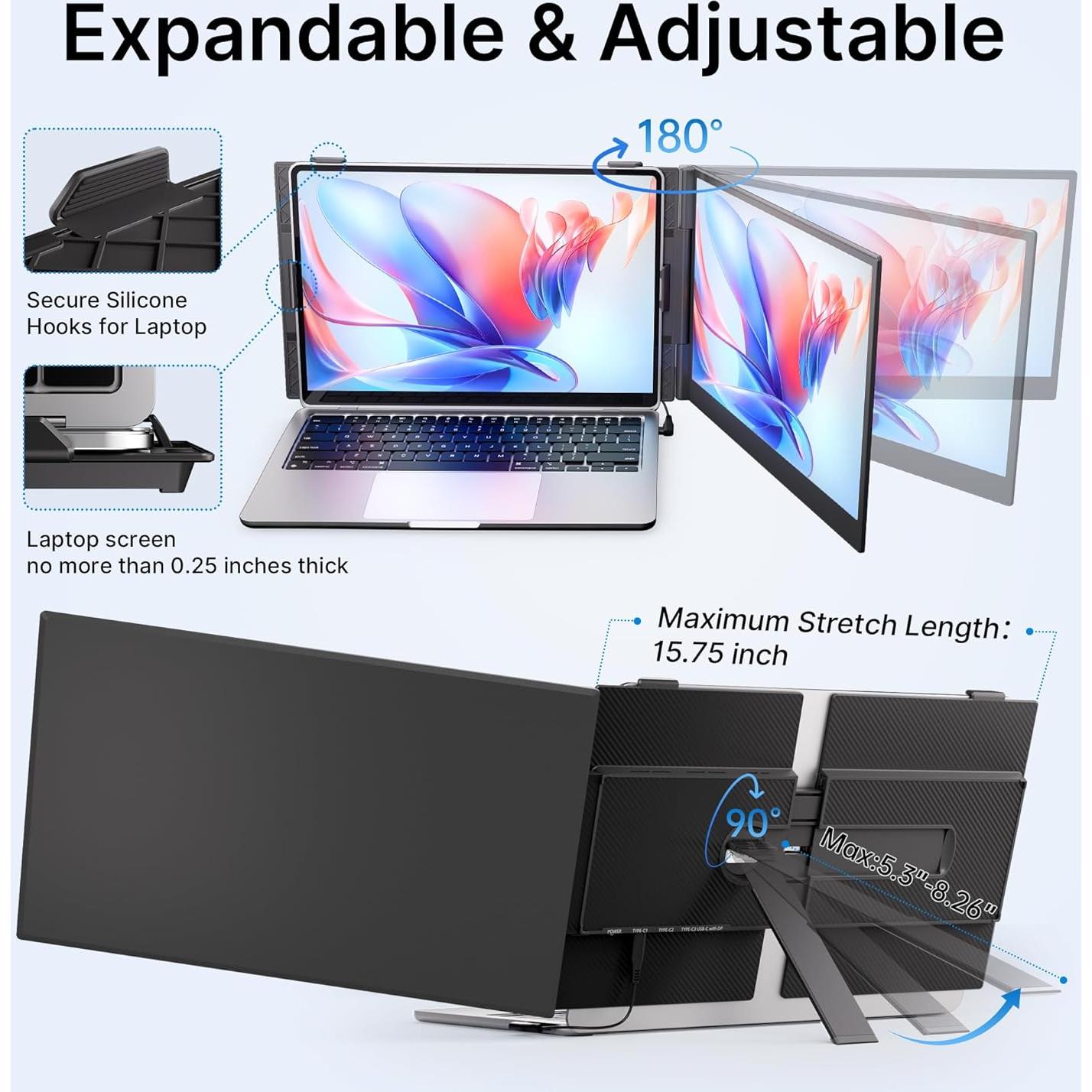 Extensor de Pantalla Triple AOKER F3 14" FHD 1080P para Laptop