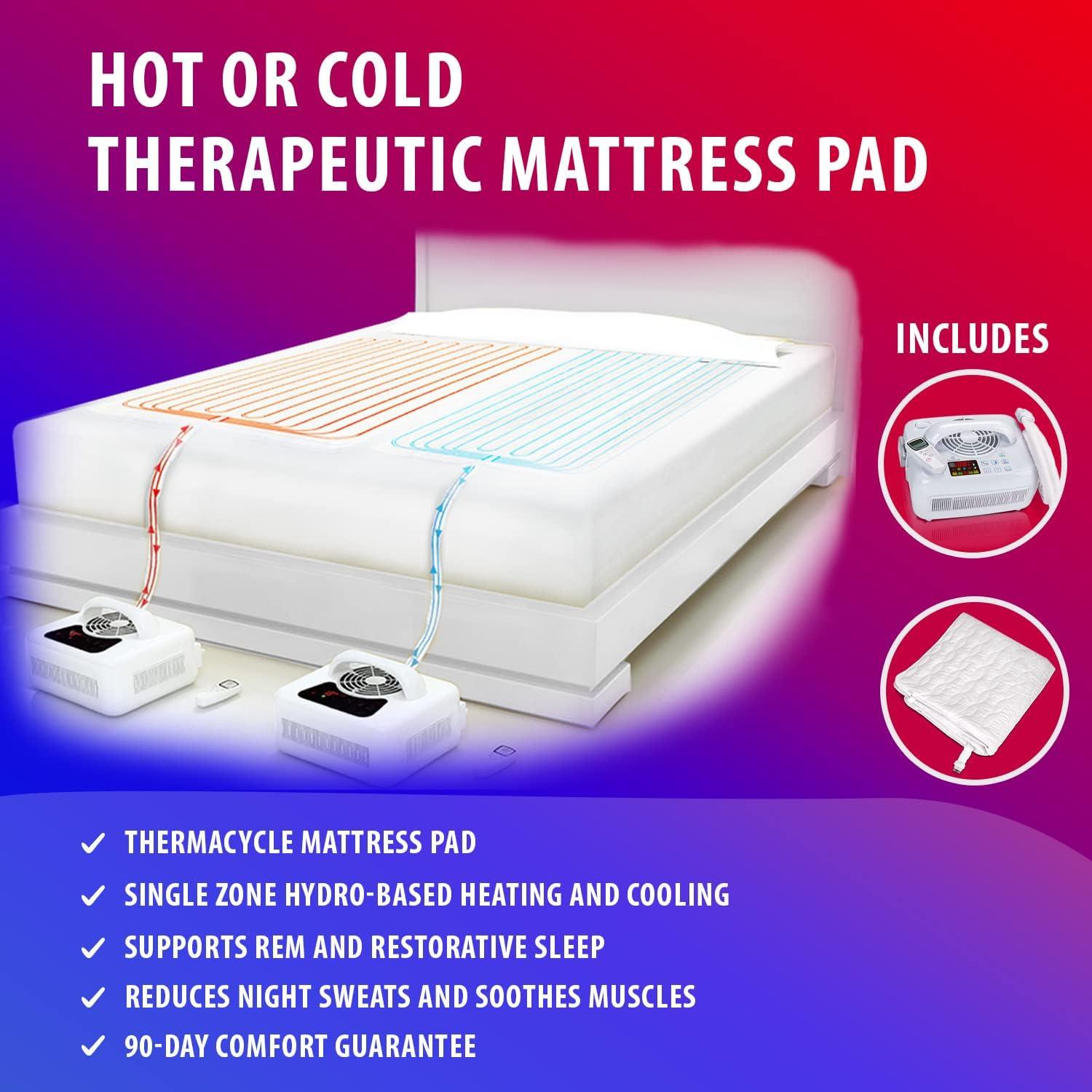 Water Circulating Sleep Pad by Thermacycle; Both Cools and Heats, EMF Free Therapeutic Mattress Pad; Sleep Aid– for Hot Flashes, Night Sweats, Menopause, Insomnia, Hyperhidrosis - Twin - 35" by 75"