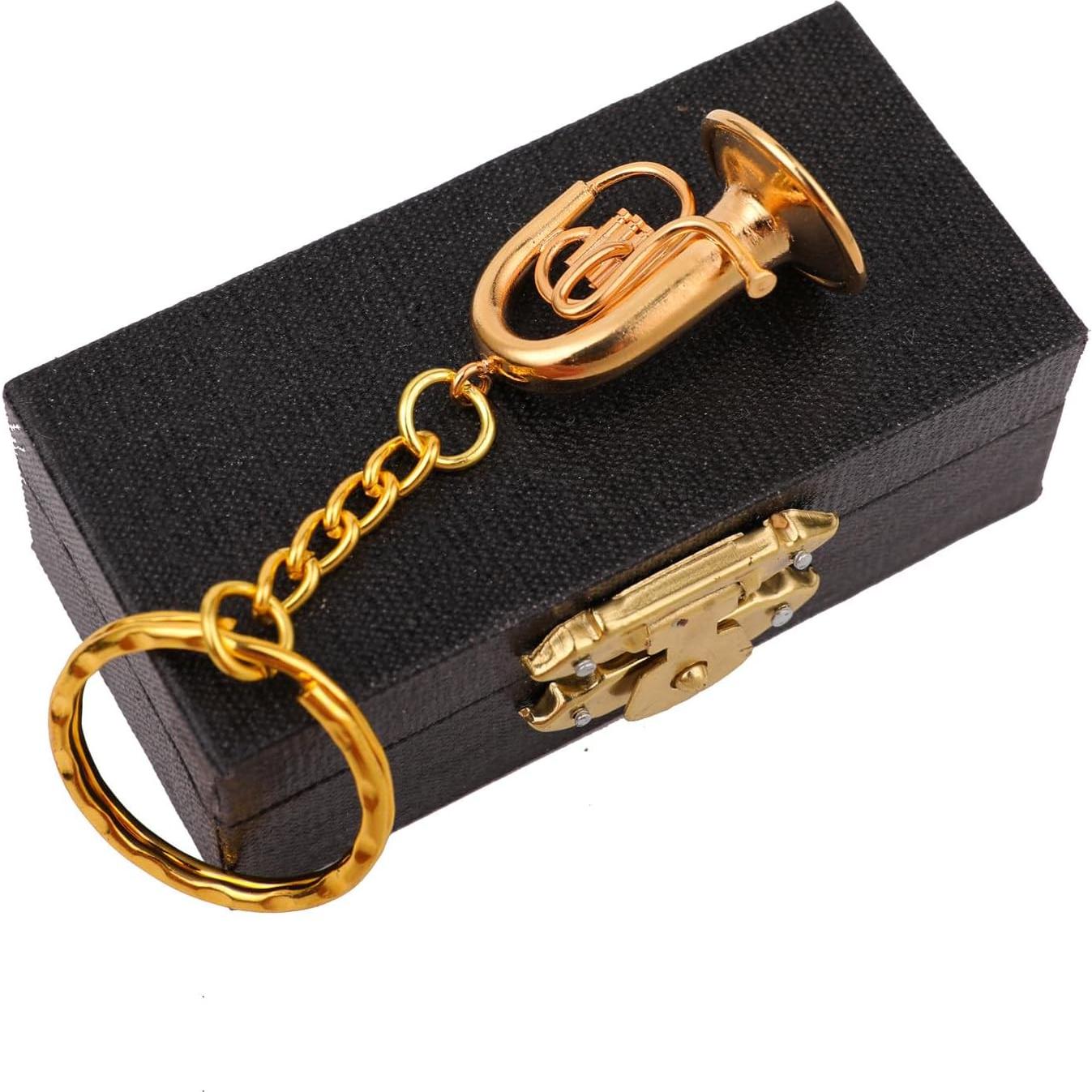 Llavero Miniatura Tuba de Latón con Estuche - 2.59 cm