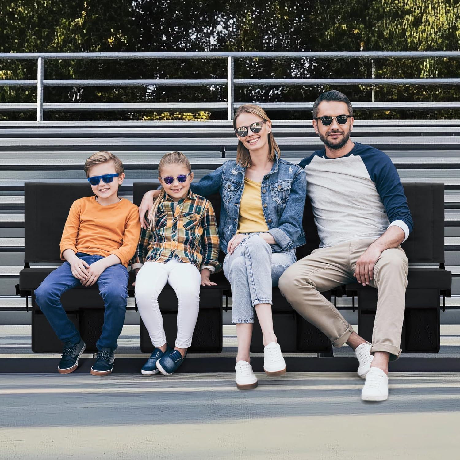 Asiento de Estadio Plegable Aliphon Negro con Soporte Acolchado