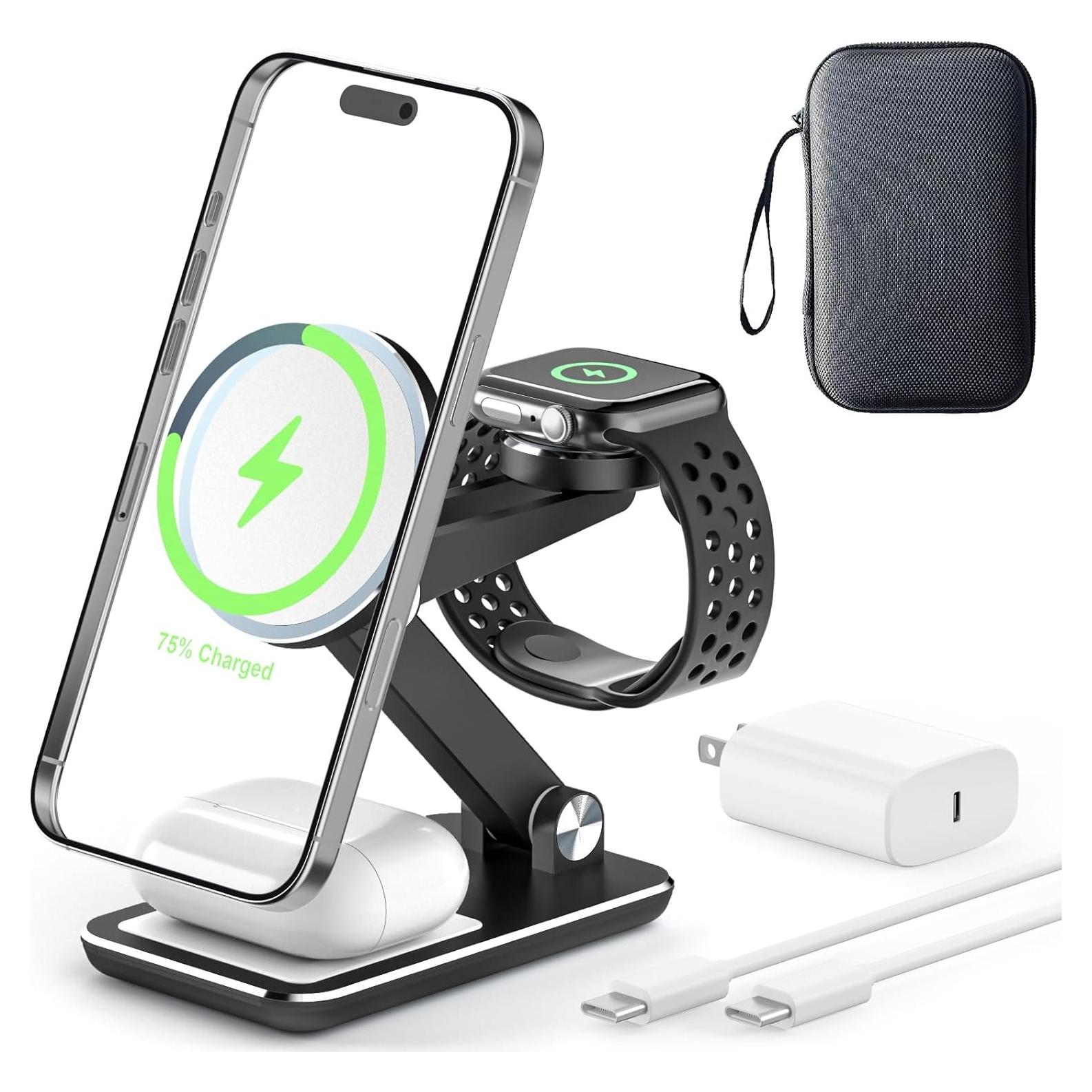 Cargador Inalámbrico 3 en 1 Egognaw para iPhone, Apple Watch y AirPods