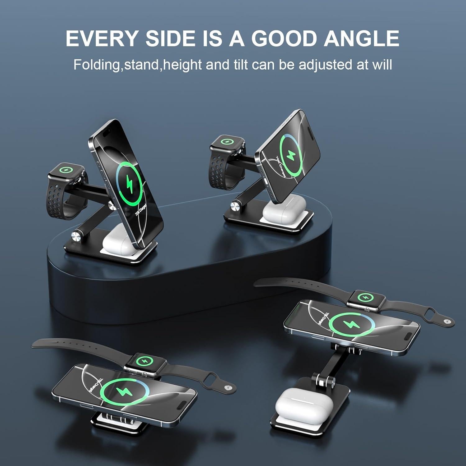 Cargador Inalámbrico 3 en 1 Egognaw para iPhone, Apple Watch y AirPods