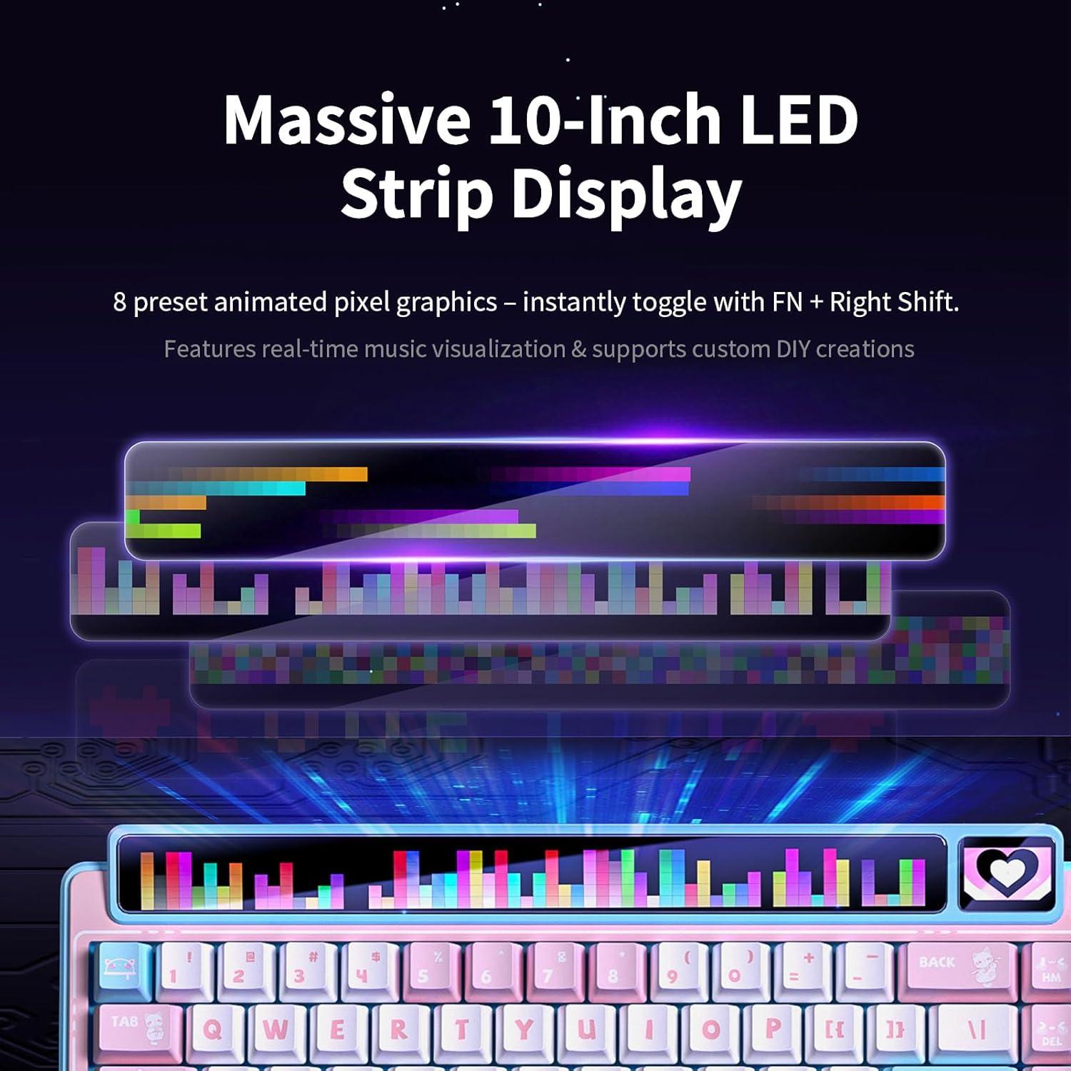 Teclado Mecánico Inalámbrico AMG65 RGB 65% LEOBOG Rosa/Azul