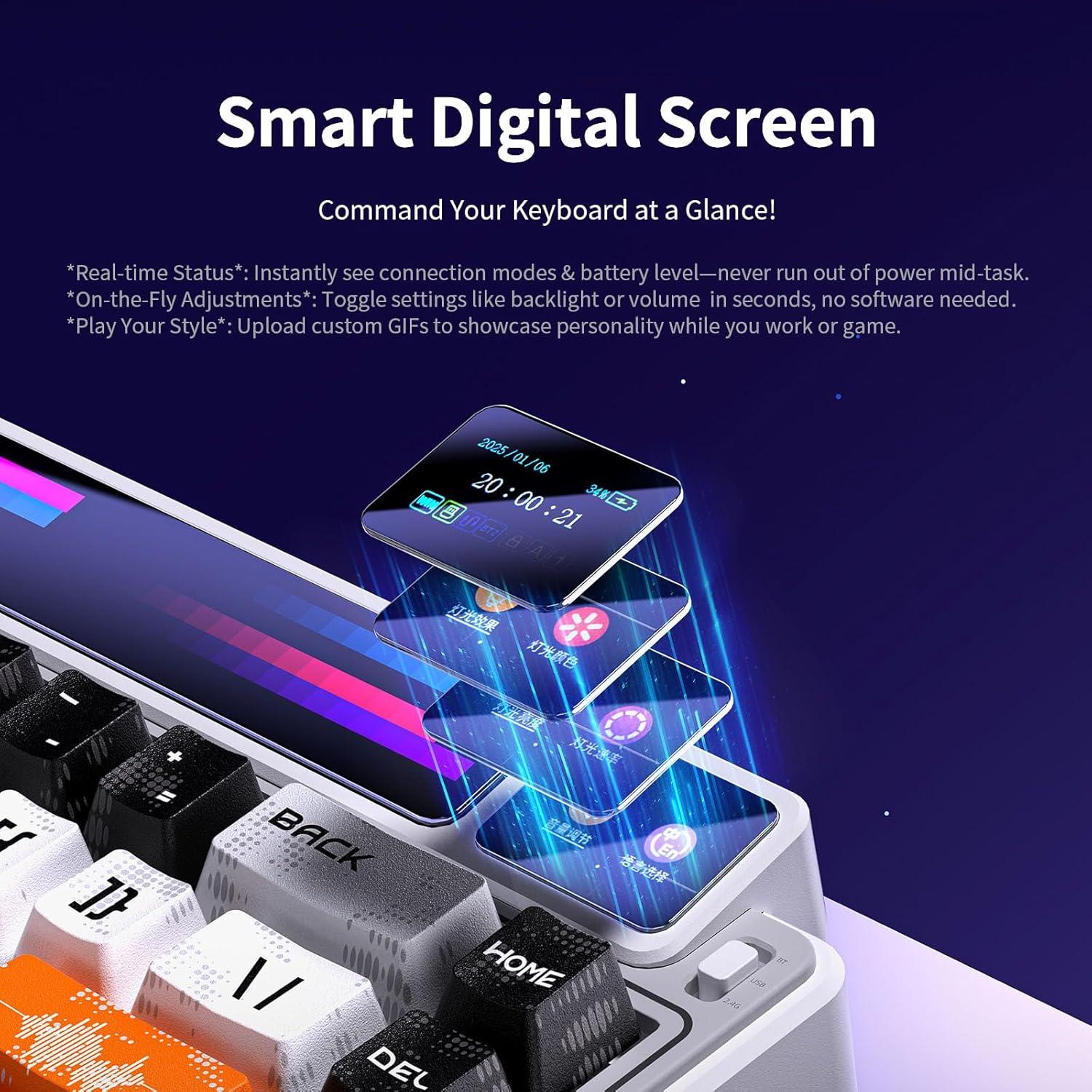 Teclado Mecánico Inalámbrico AMG65 RGB 65% LEOBOG Rosa/Azul