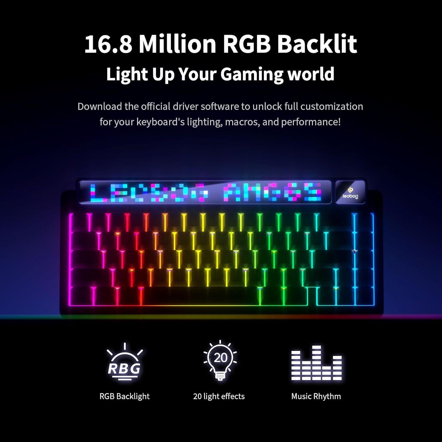 Teclado Mecánico Inalámbrico AMG65 RGB 65% LEOBOG Rosa/Azul