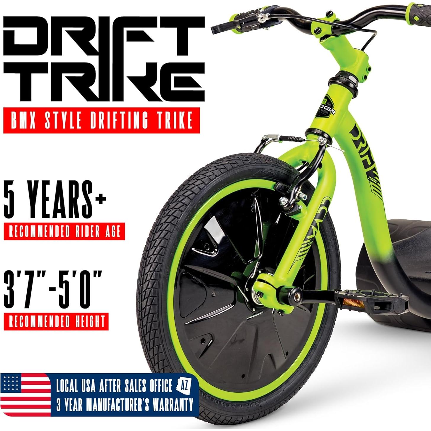 Triciclo Drift Madd Gear Verde Negro 16" (40.64 cm) Ajustable