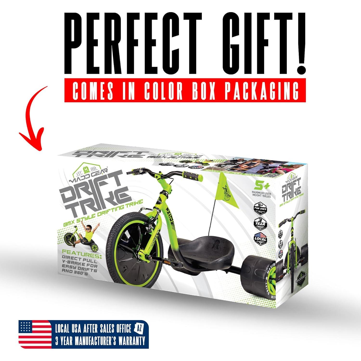 Triciclo Drift Madd Gear Verde Negro 16" (40.64 cm) Ajustable