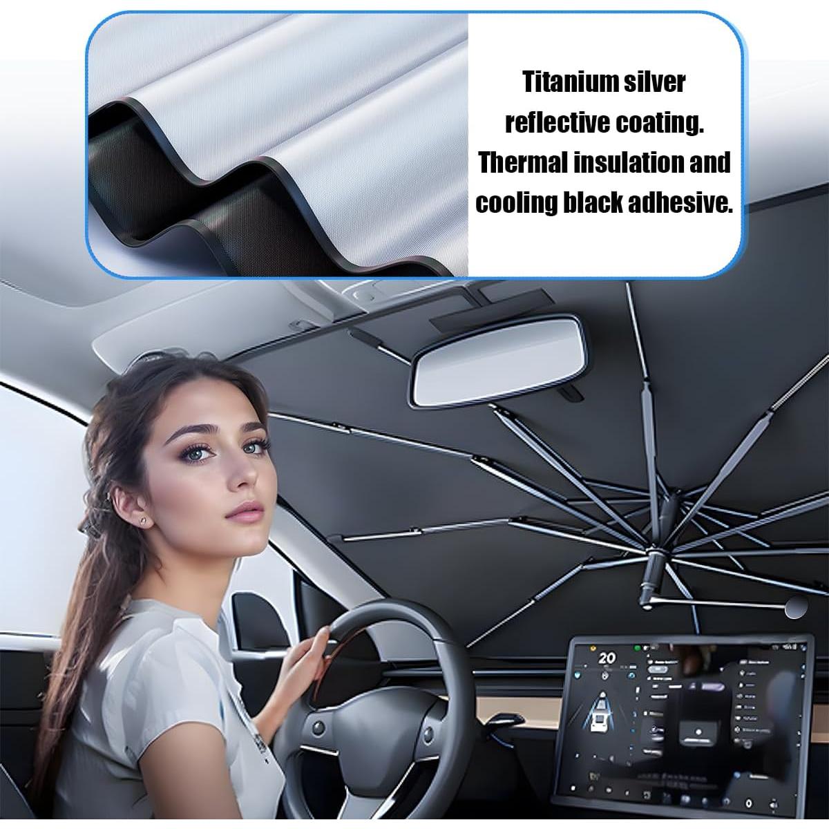 Parasol de Parabrisas Zpana 65x118 cm, Protección Solar Efectiva