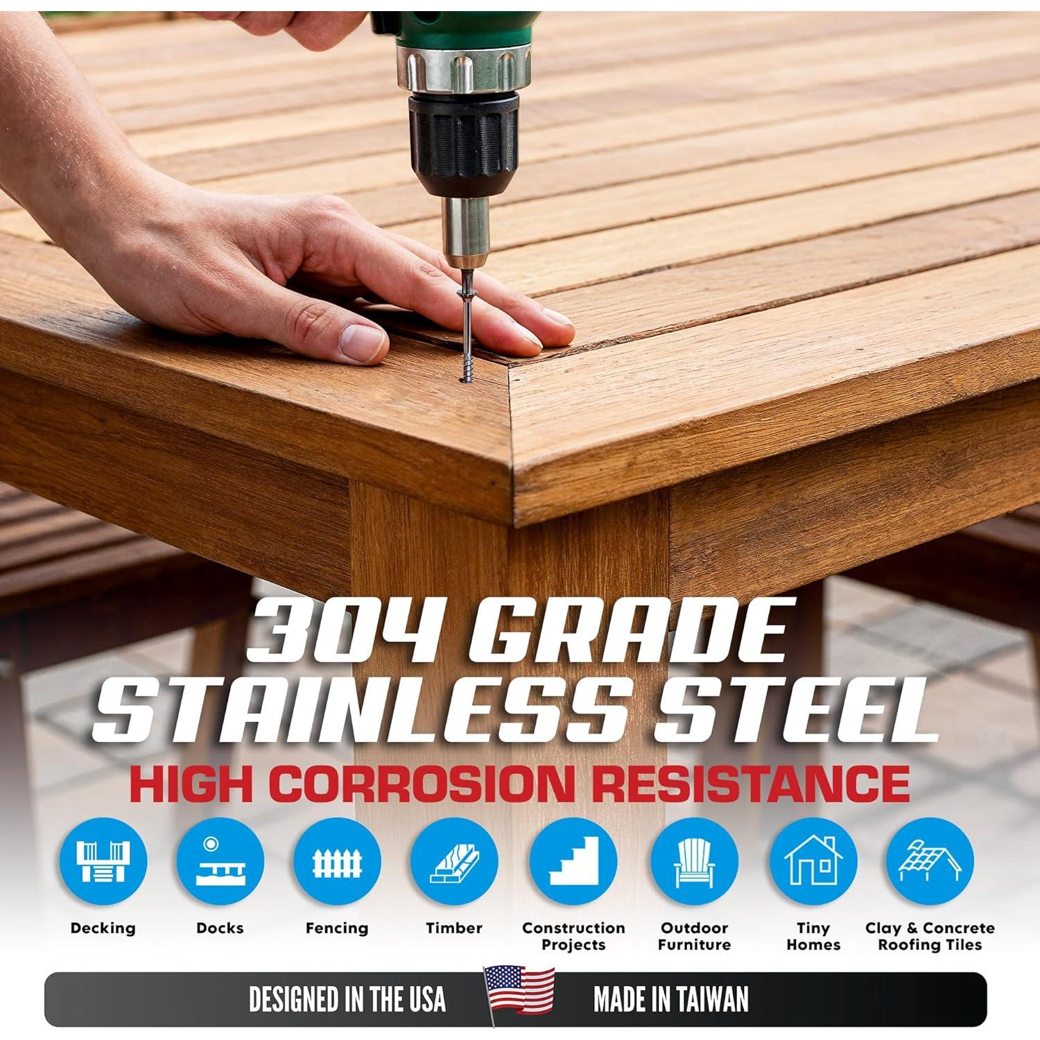 Tornillos de Madera Eagle Claw #8 x 4.1 cm Acero Inoxidable 304 (100 uds)