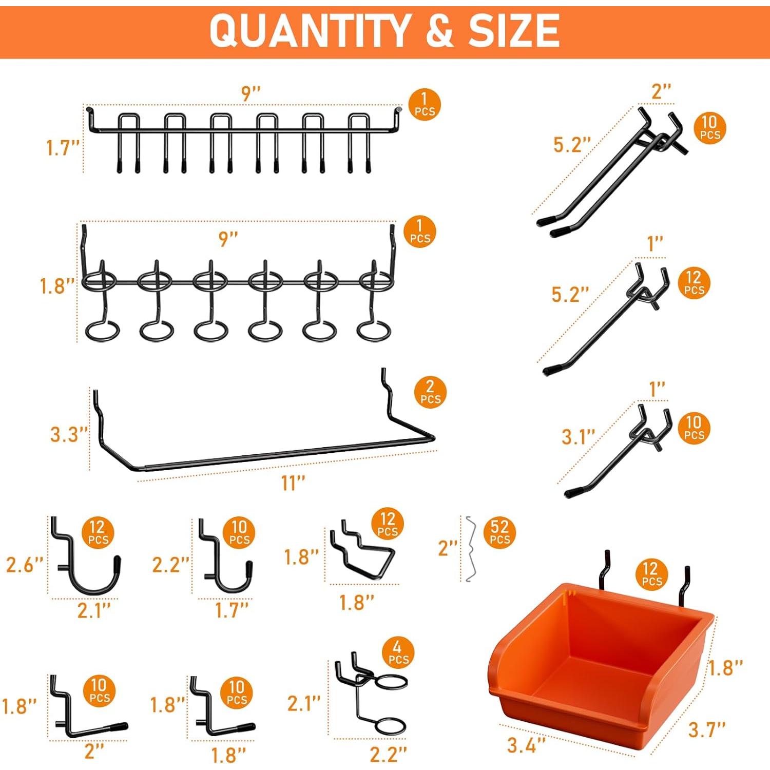 Kit de Paneles de Metal INCLY 48x60 cm con 156 Ganchos