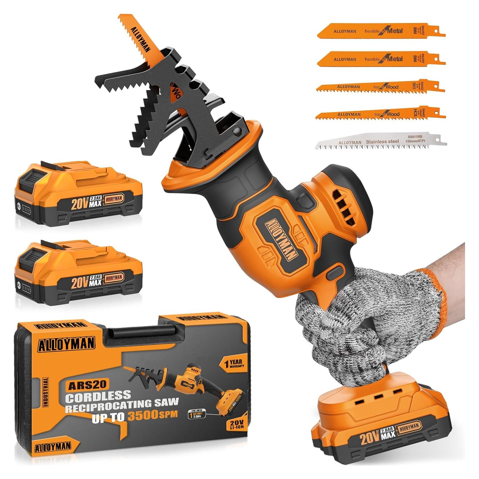 Sierra Recíproca Inalámbrica Alloyman 20V con 2 Baterías 2.0Ah