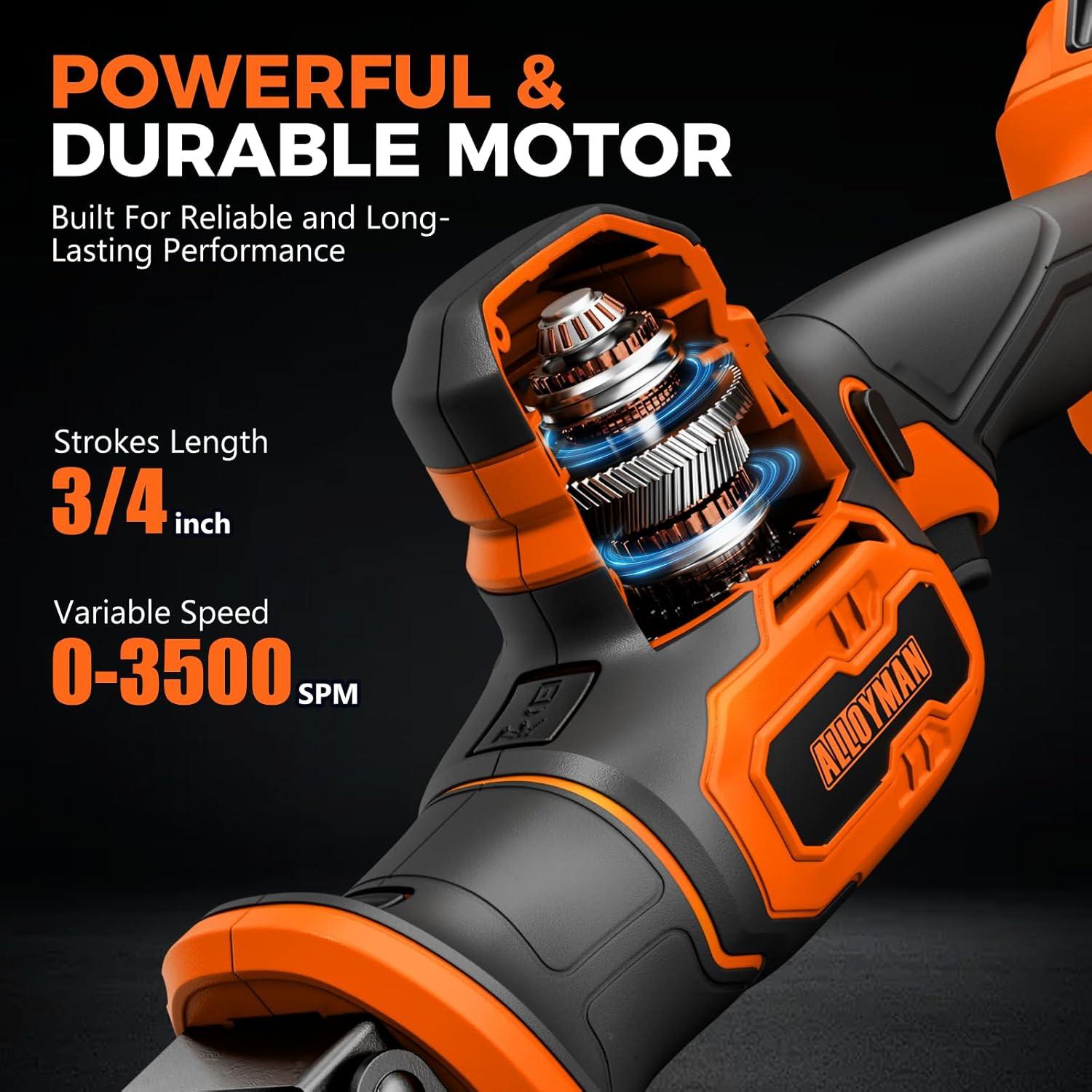 Sierra Recíproca Inalámbrica Alloyman 20V con 2 Baterías 2.0Ah