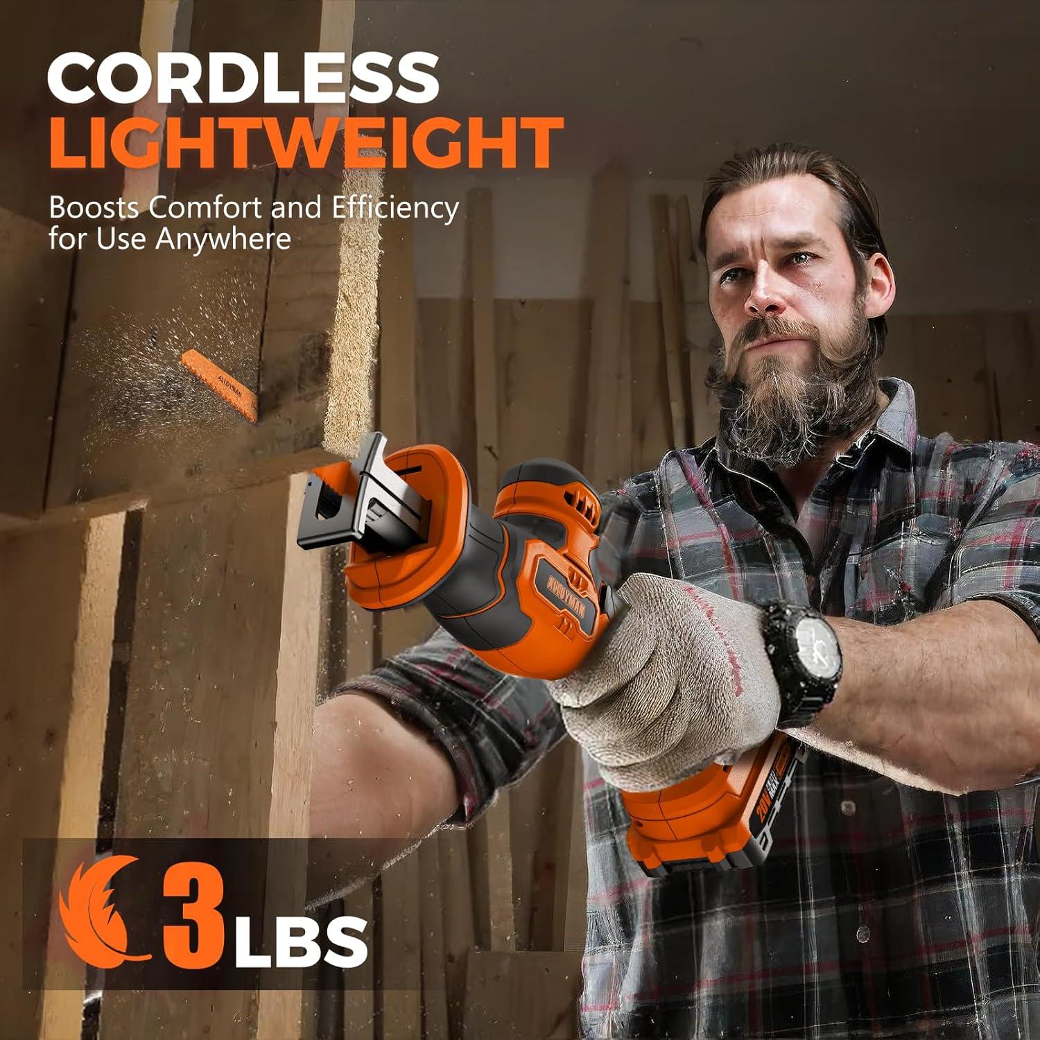 Sierra Recíproca Inalámbrica Alloyman 20V con 2 Baterías 2.0Ah