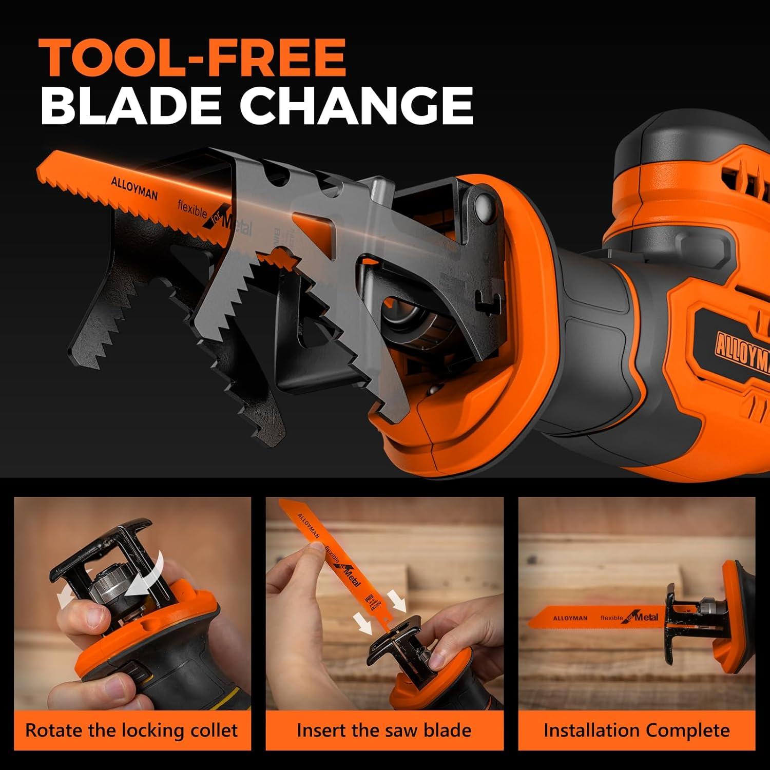 Sierra Recíproca Inalámbrica Alloyman 20V con 2 Baterías 2.0Ah