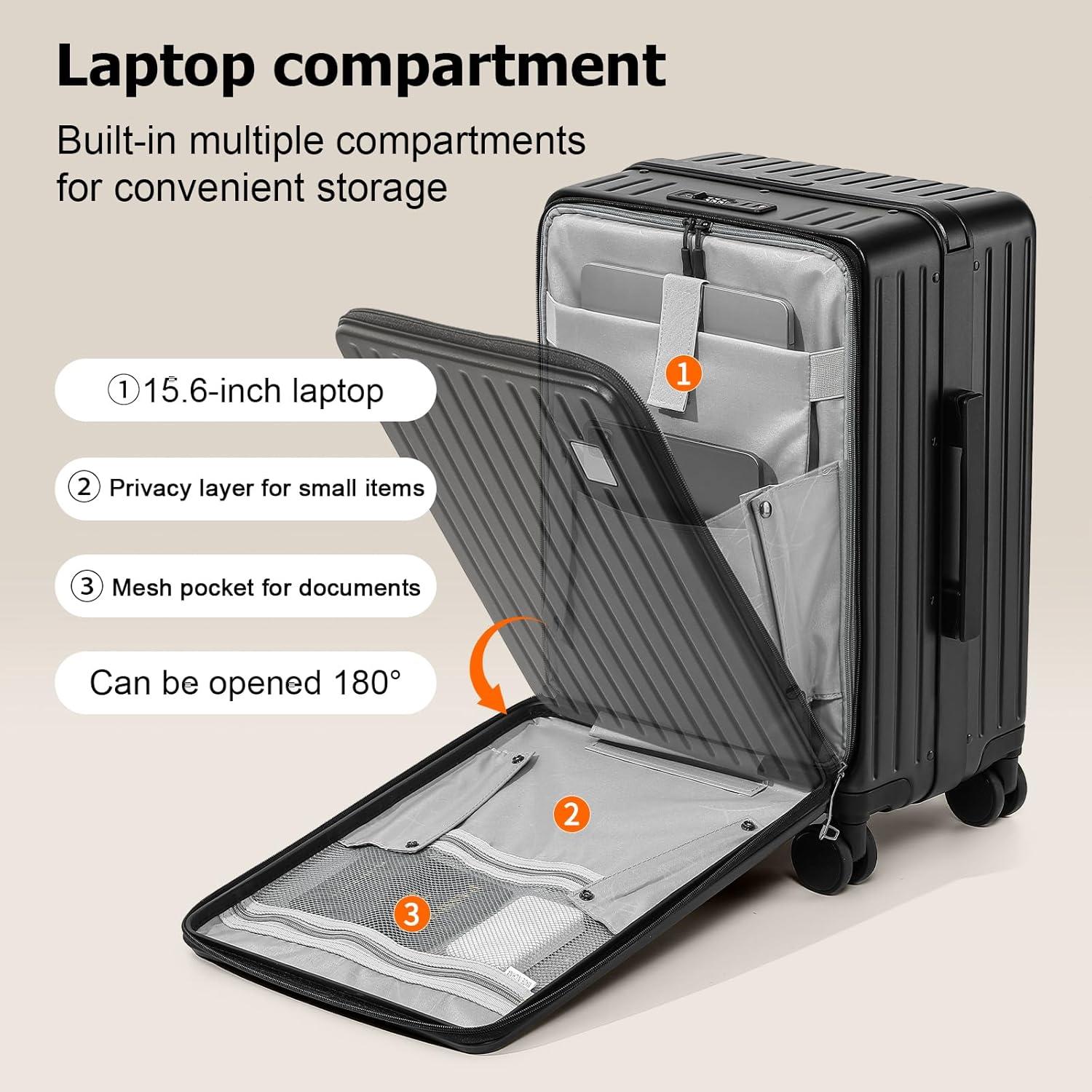 Maleta de mano Joyway Hardshell 20" negra con cerradura TSA