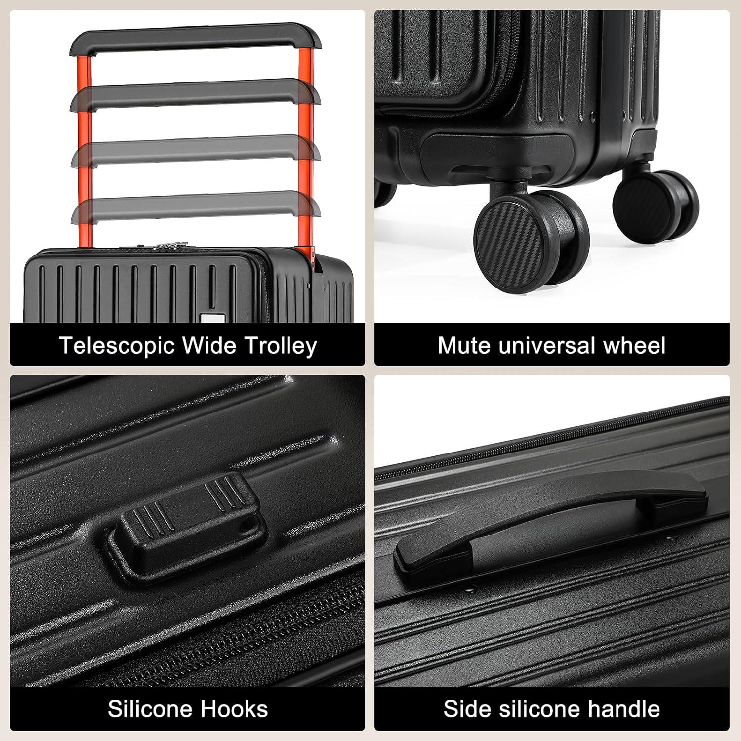 Maleta de mano Joyway Hardshell 20" negra con cerradura TSA