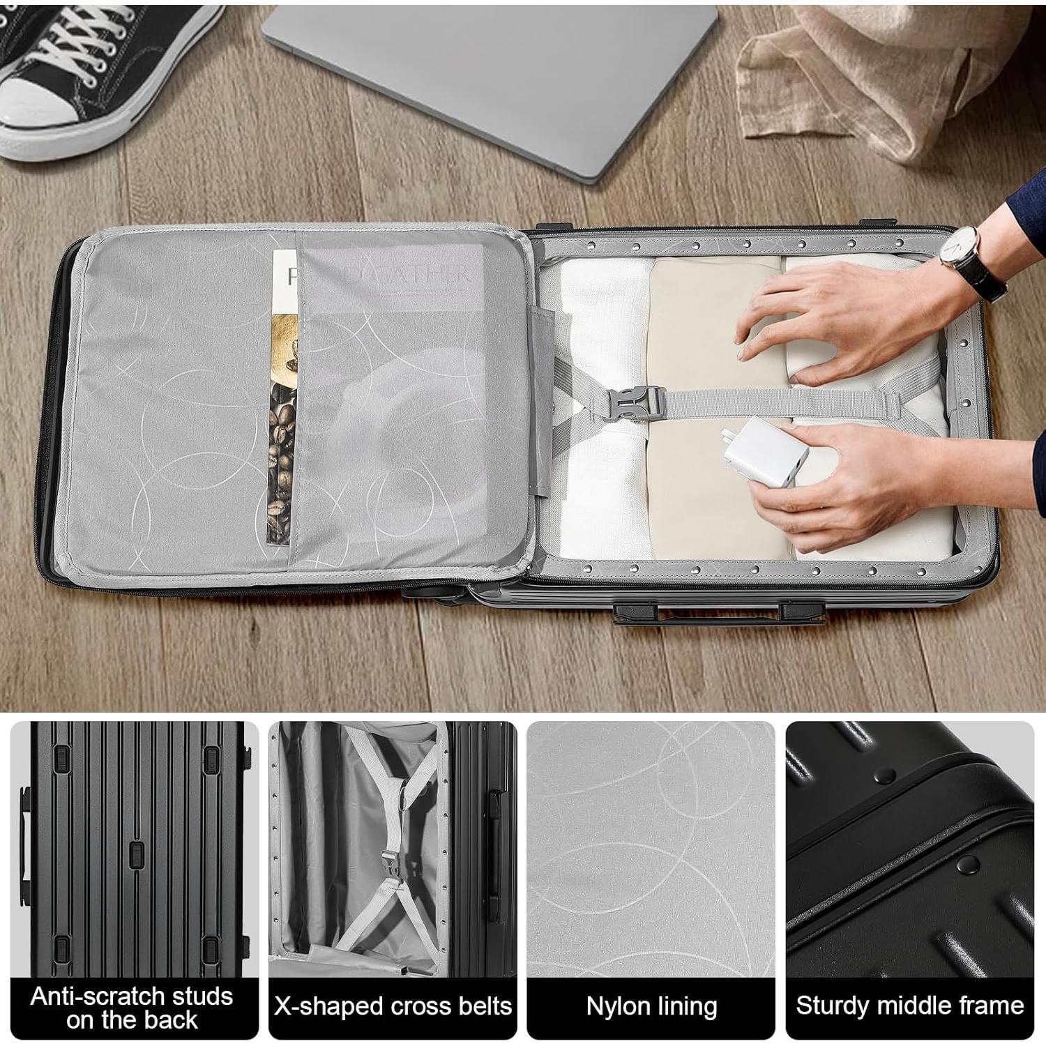 Maleta de mano Joyway Hardshell 20" negra con cerradura TSA