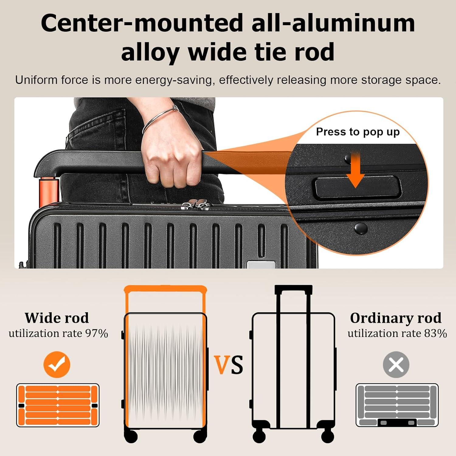Maleta de mano Joyway Hardshell 20" negra con cerradura TSA