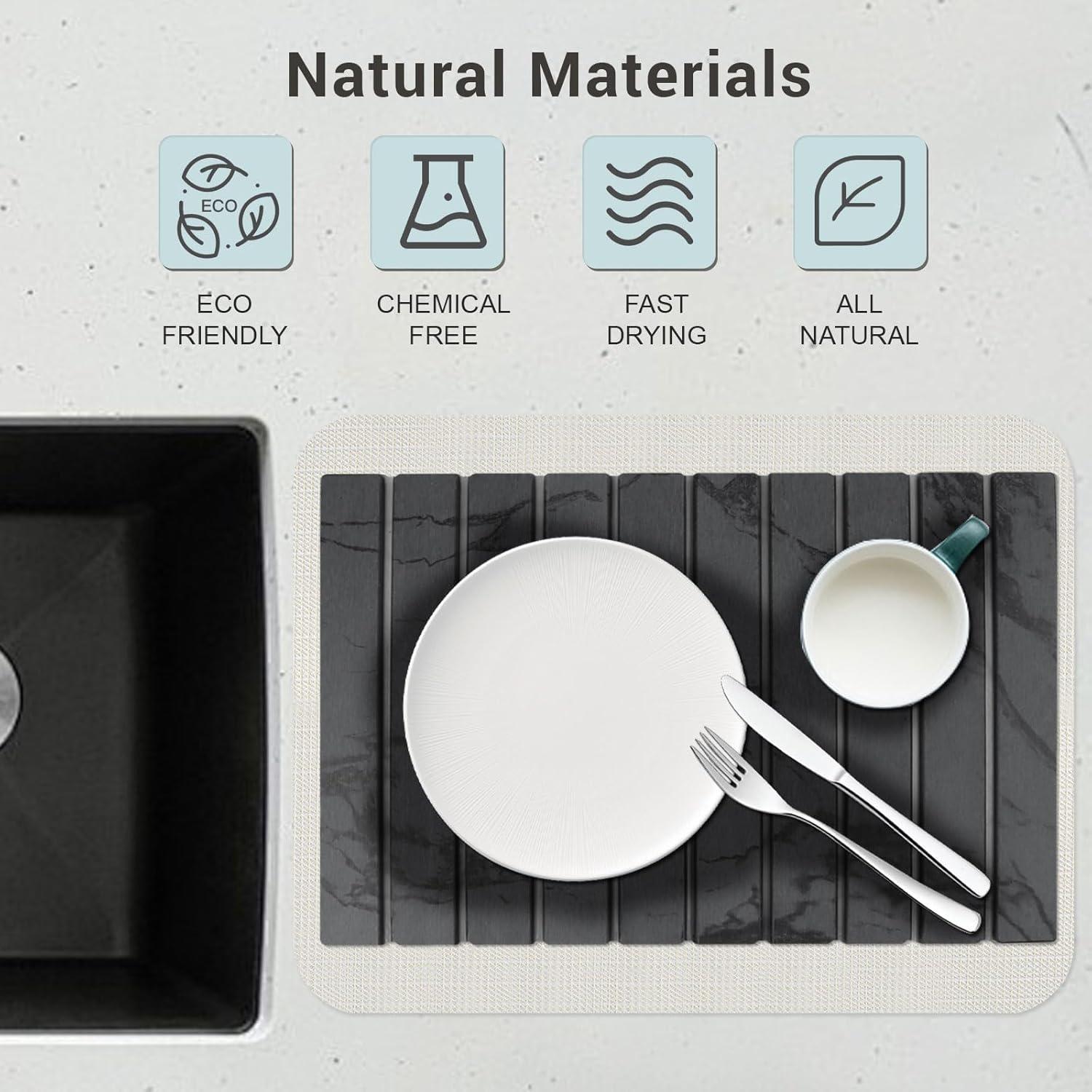 Alfombrilla de Secado Rápido Edenecho 58x40 cm Gris Diatomácea