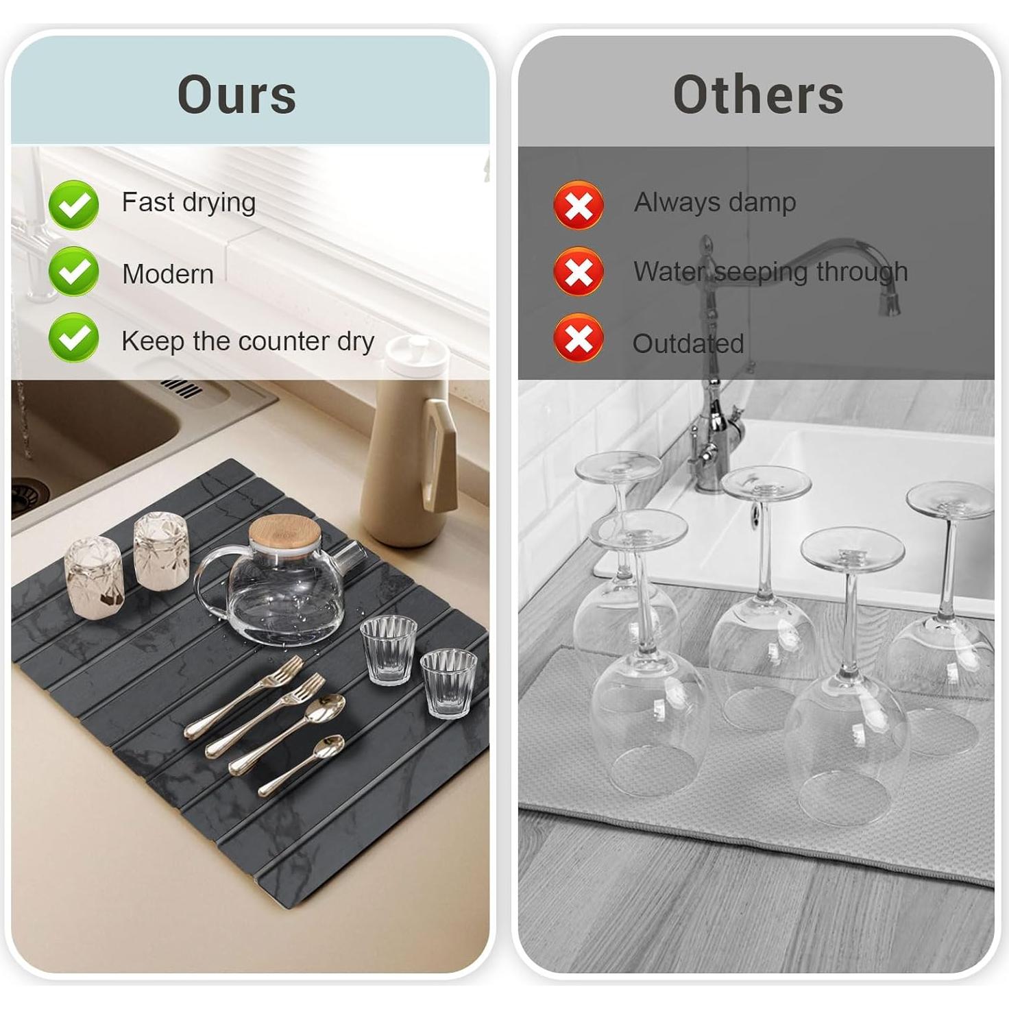 Alfombrilla de Secado Rápido Edenecho 58x40 cm Gris Diatomácea